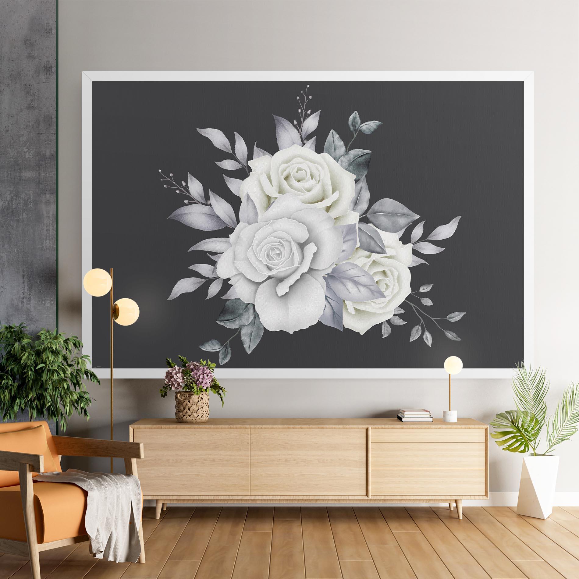 Leinwandbild White Grey Rose mockup 9