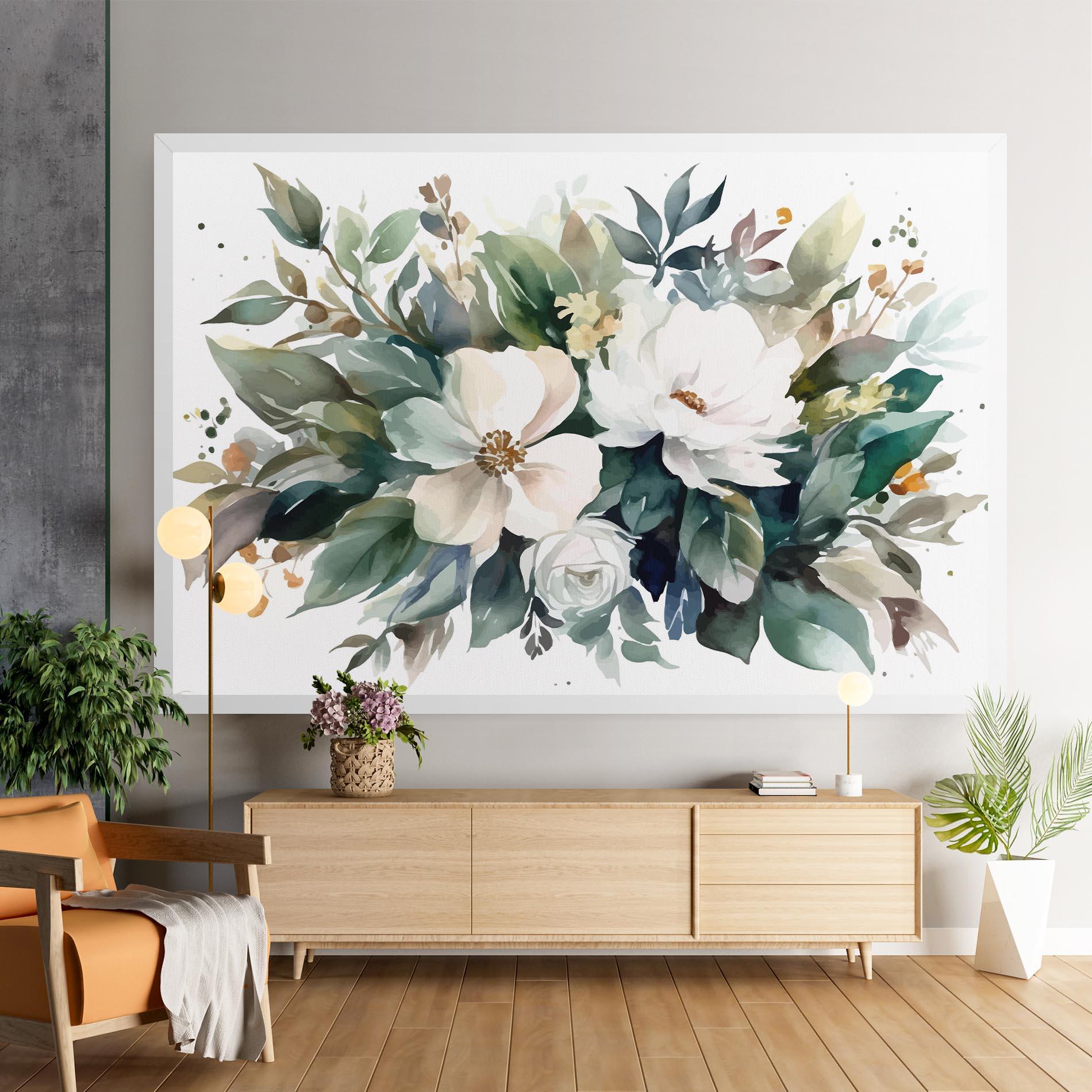 Leinwandbild White Rose Paint mockup 9