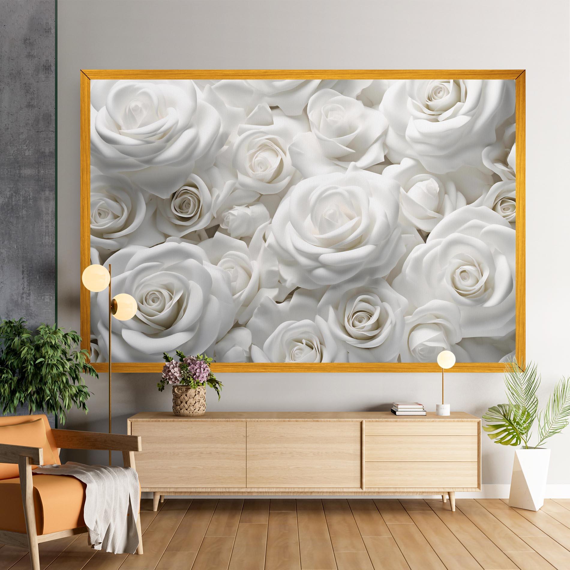 Leinwandbild 3d White Roses mockup 9