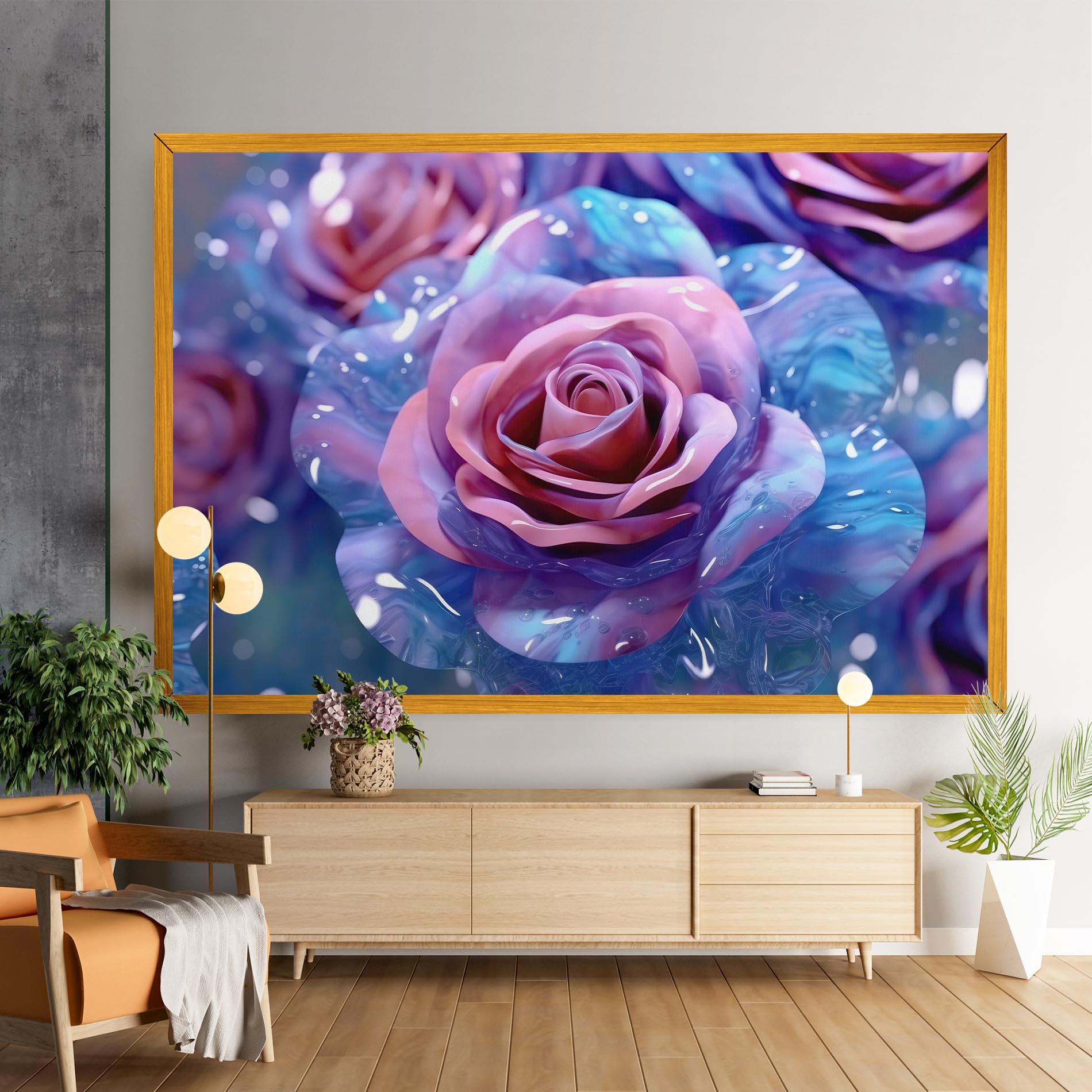 Leinwandbild Beautiful Blue Pink Rose mockup 9