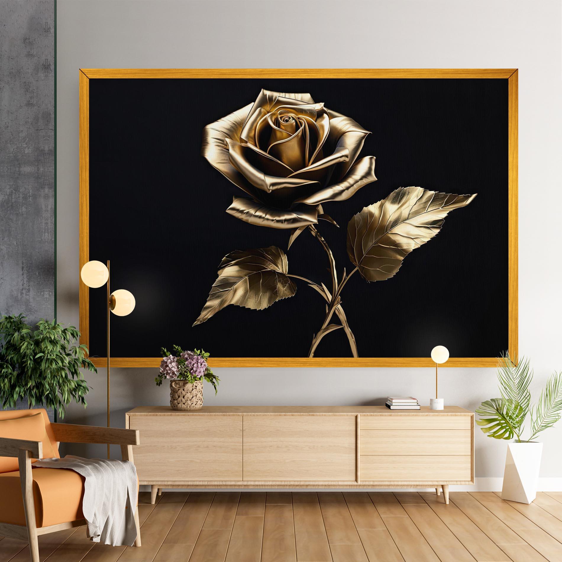 Leinwandbild Beautiful Golden Rose mockup 9