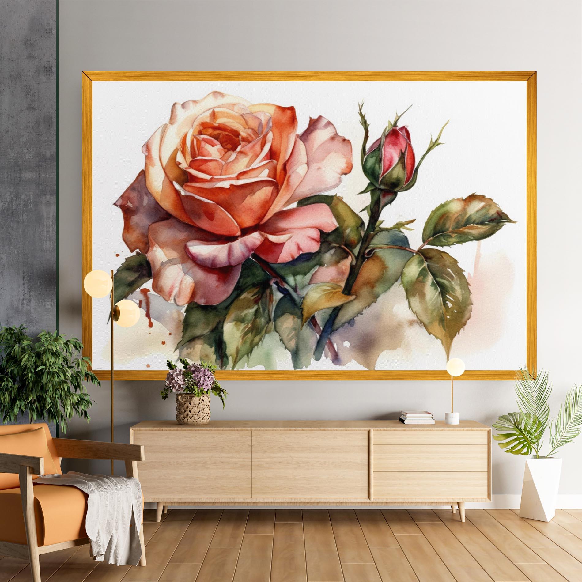 Leinwandbild Big Rose Painted mockup 9
