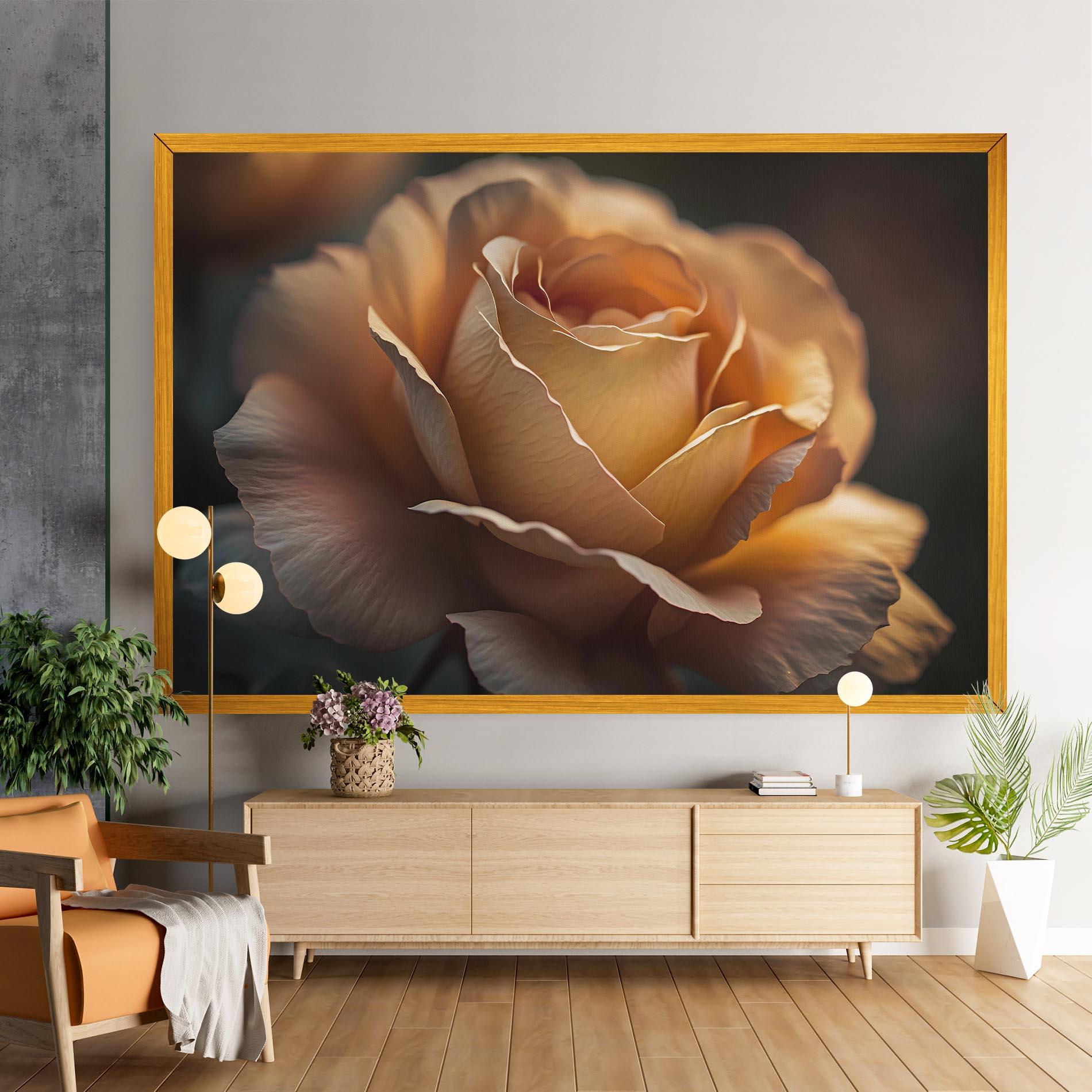 Leinwandbild Light Orange Rose Close Up mockup 9