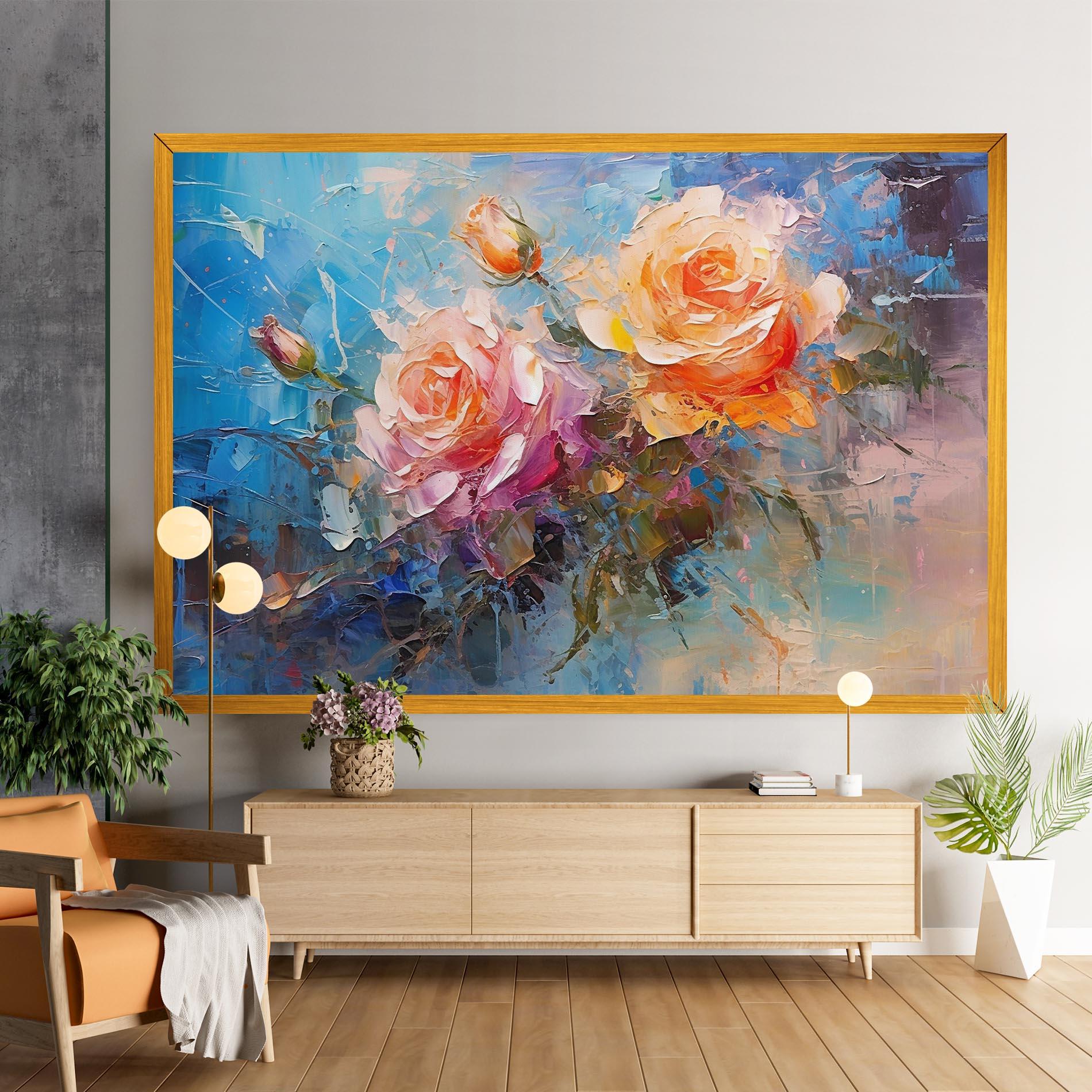 Leinwandbild Light Orange Rose Painting mockup 9