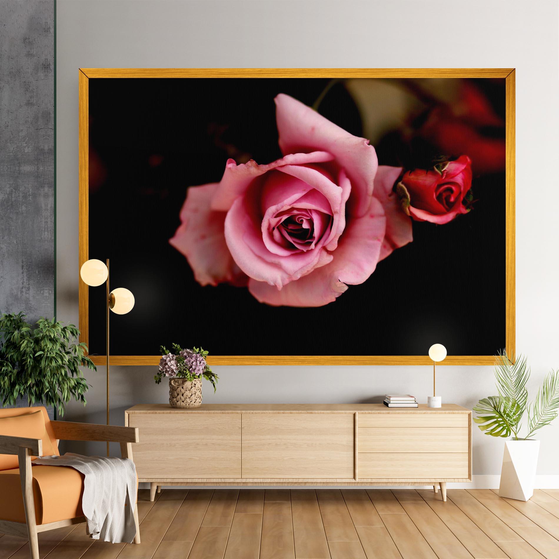 Leinwandbild Opened Pink Rose mockup 9