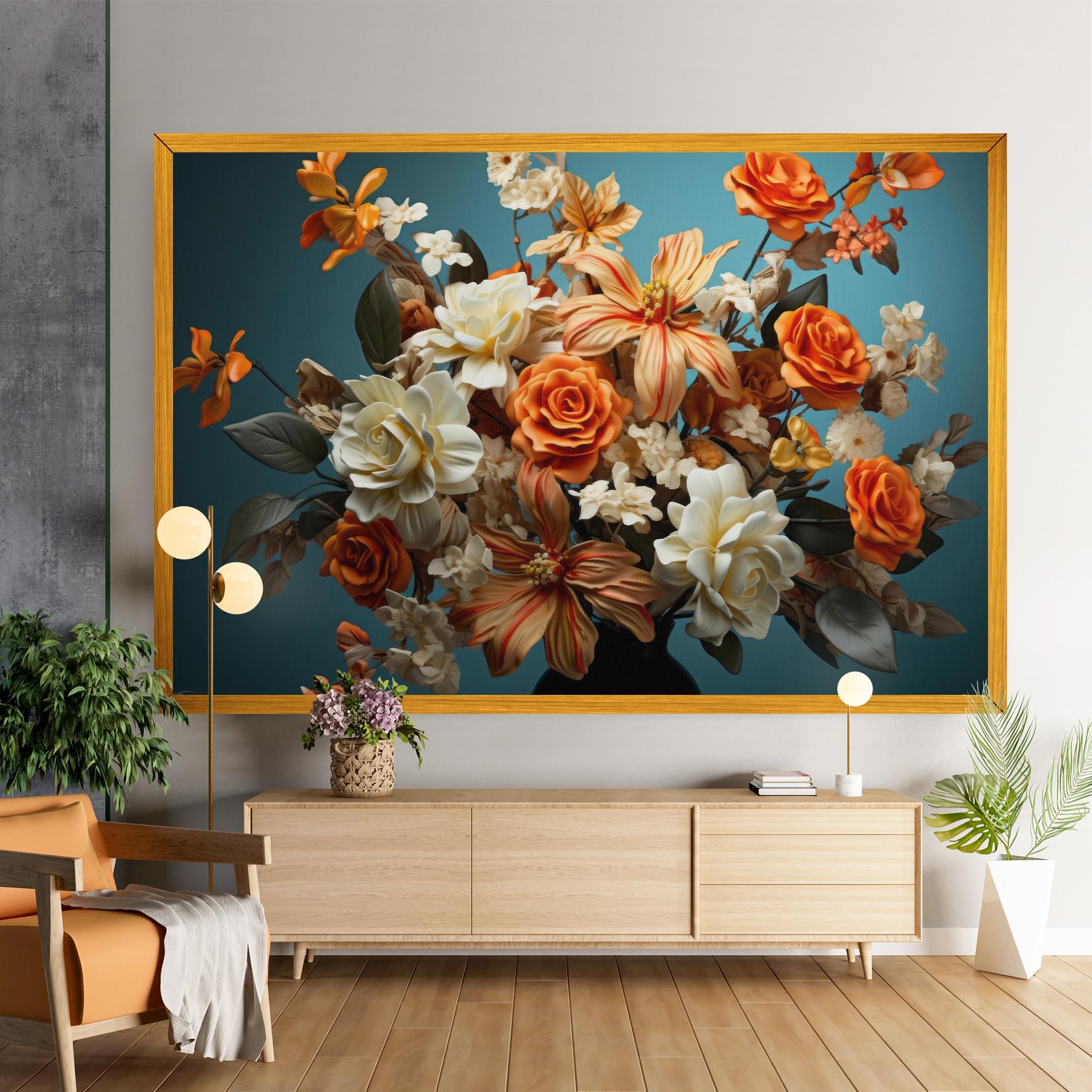 Leinwandbild Orange Cream Rose mockup 9