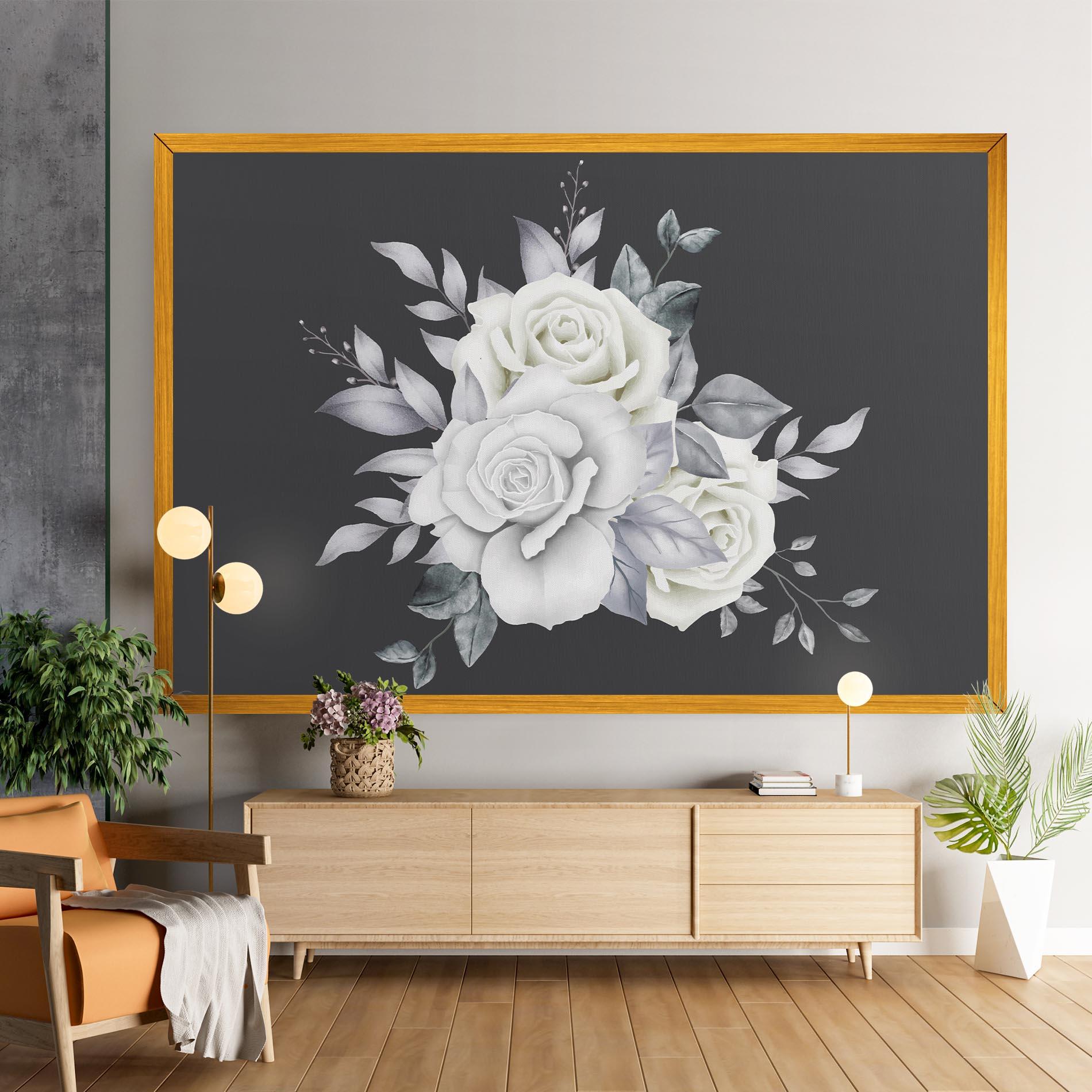 Leinwandbild White Grey Rose mockup 9
