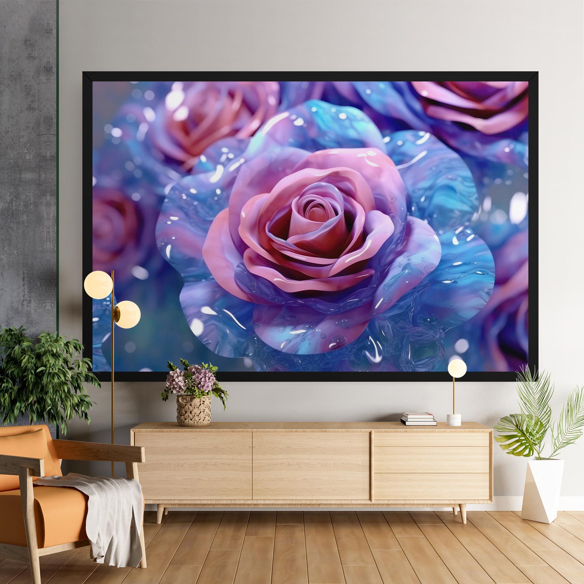 Leinwandbild Beautiful Blue Pink Rose mockup 9