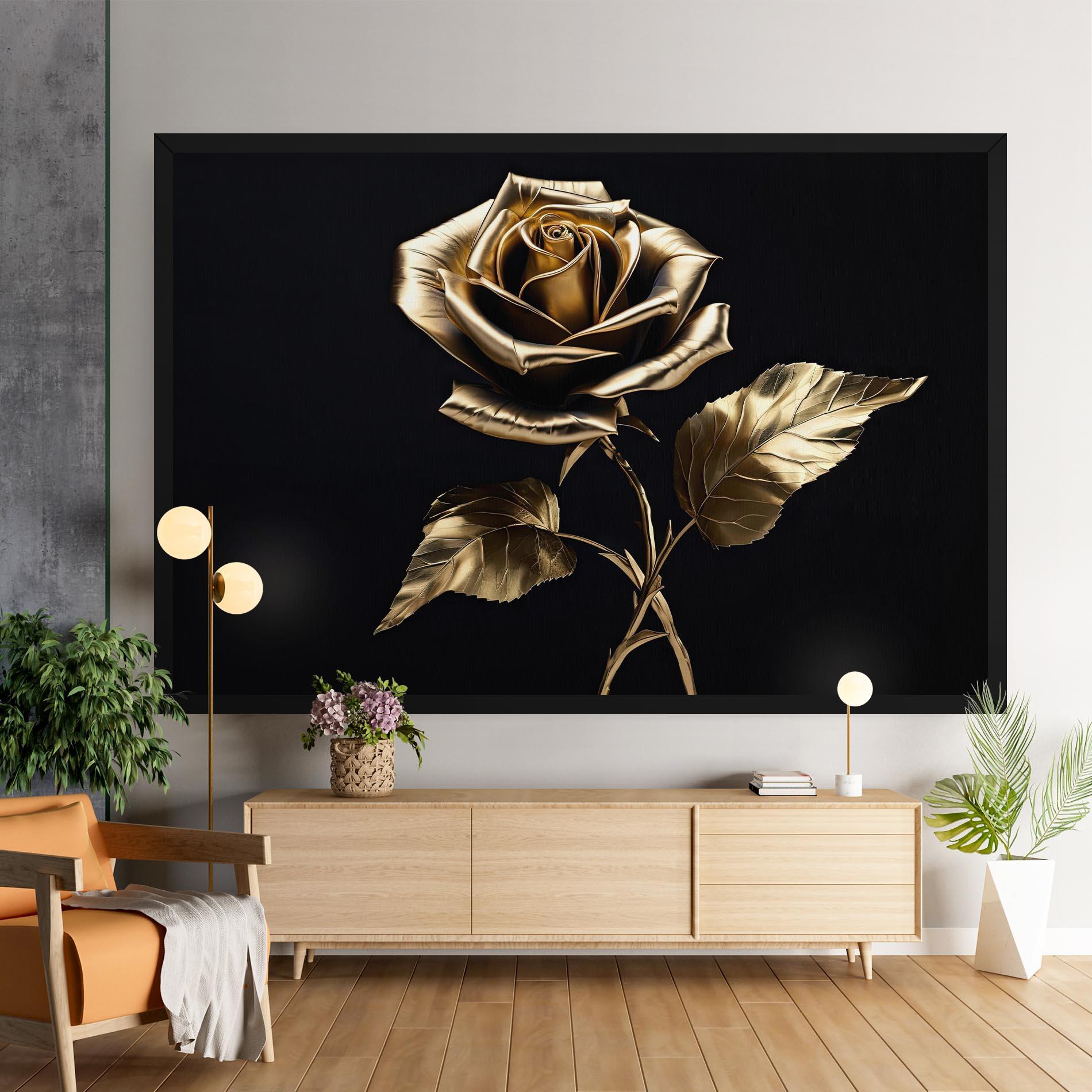 Leinwandbild Beautiful Golden Rose mockup 9