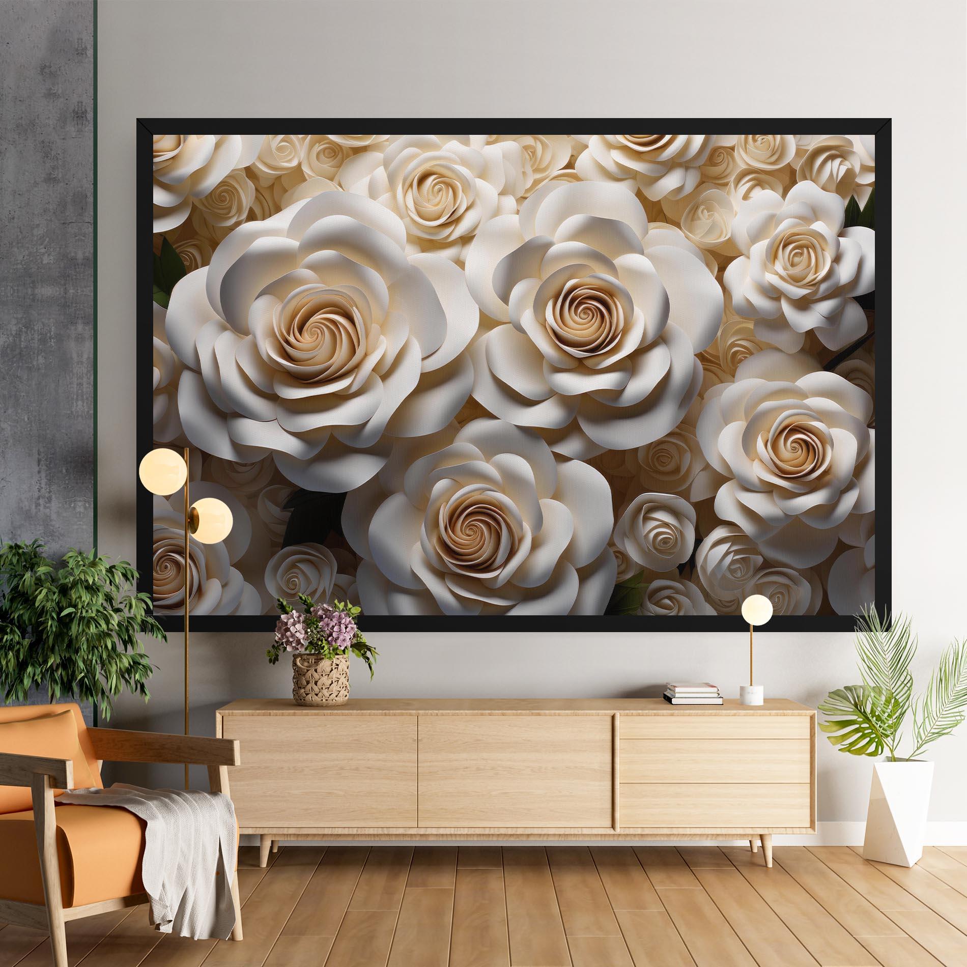 Leinwandbild Cream Roses Wall mockup 9