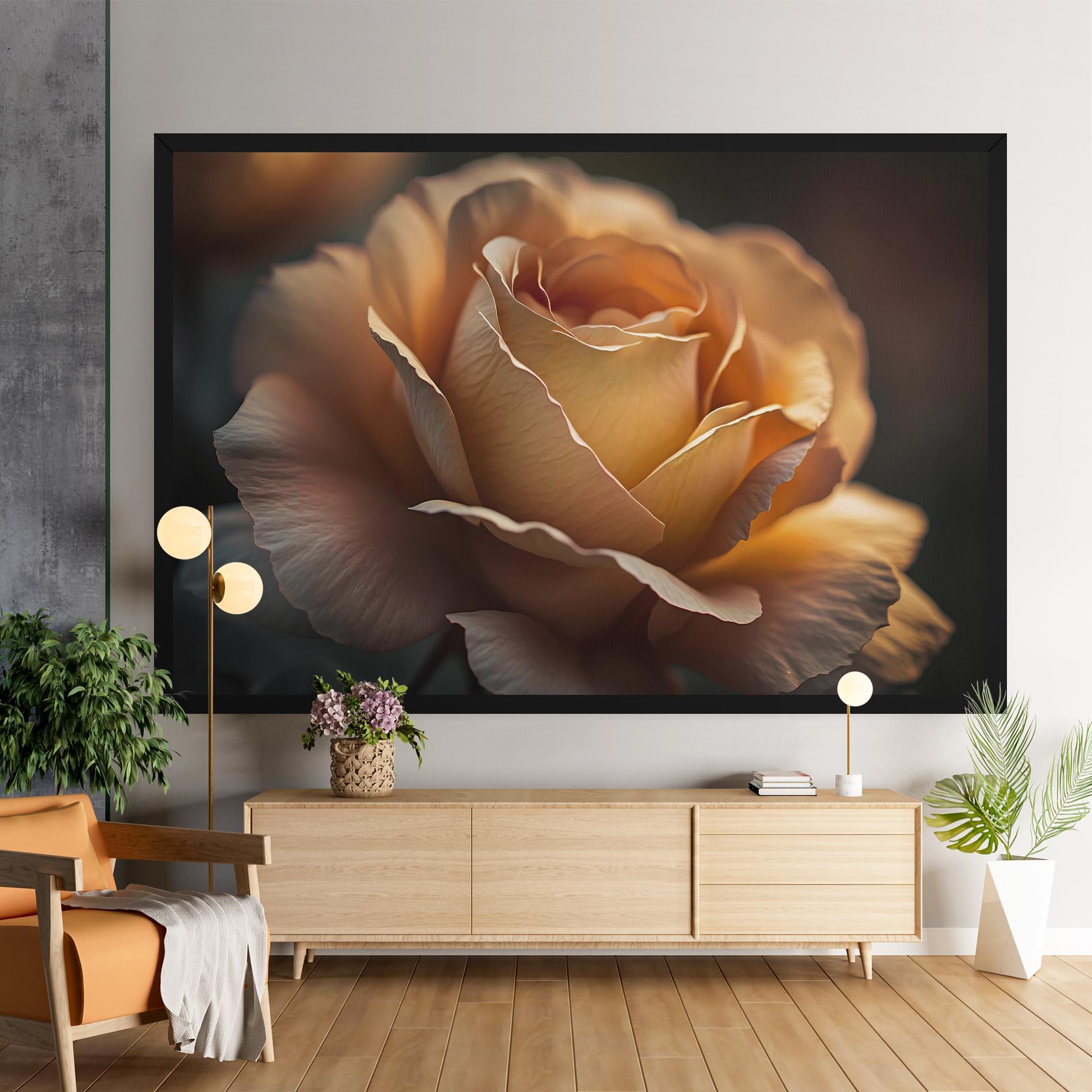 Leinwandbild Light Orange Rose Close Up mockup 9