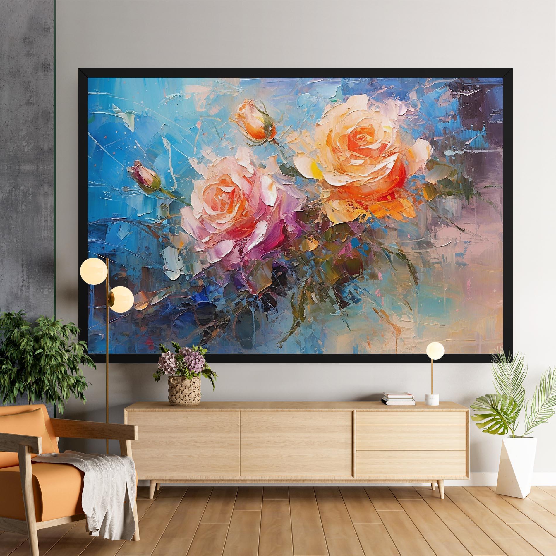 Leinwandbild Light Orange Rose Painting mockup 9