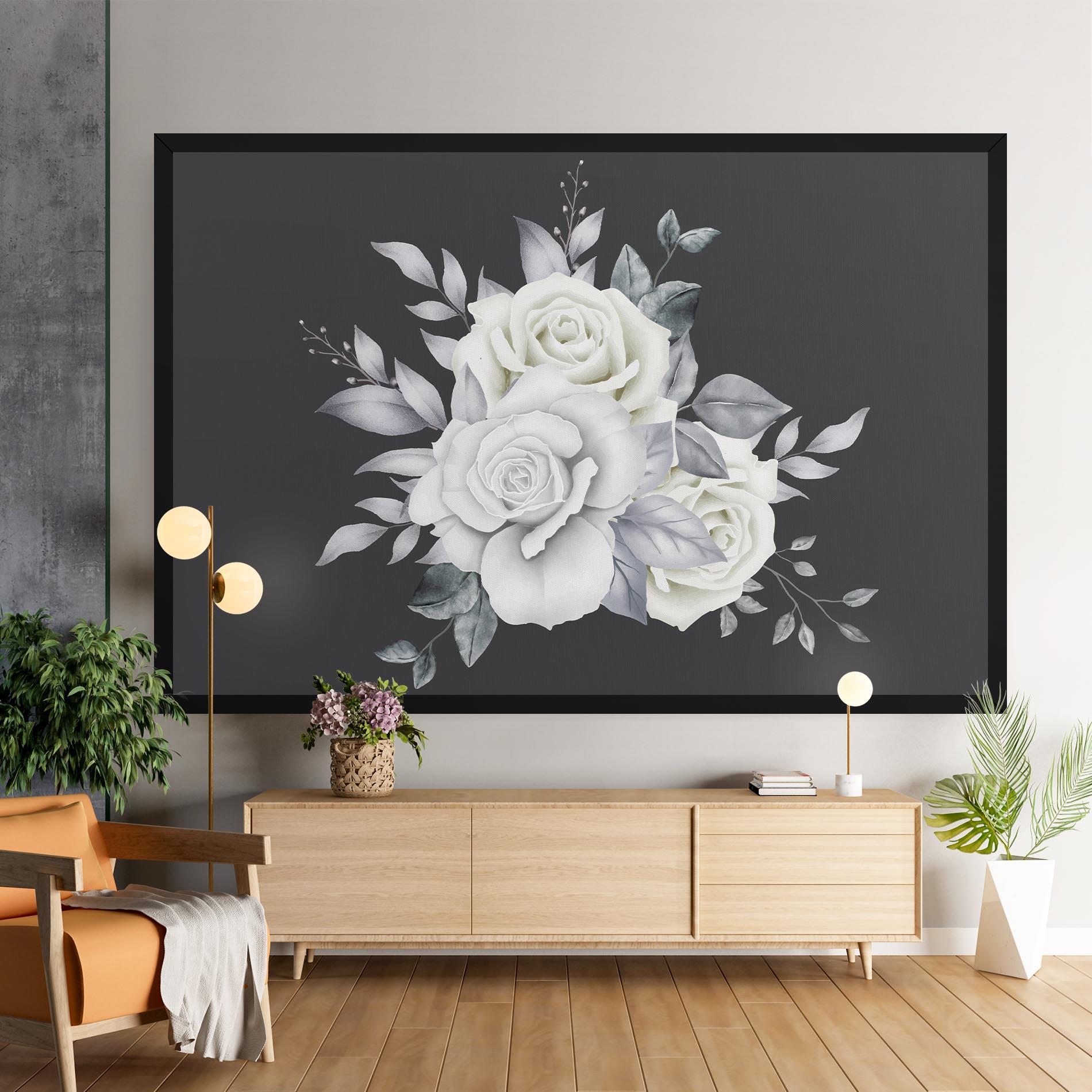 Leinwandbild White Grey Rose mockup 9