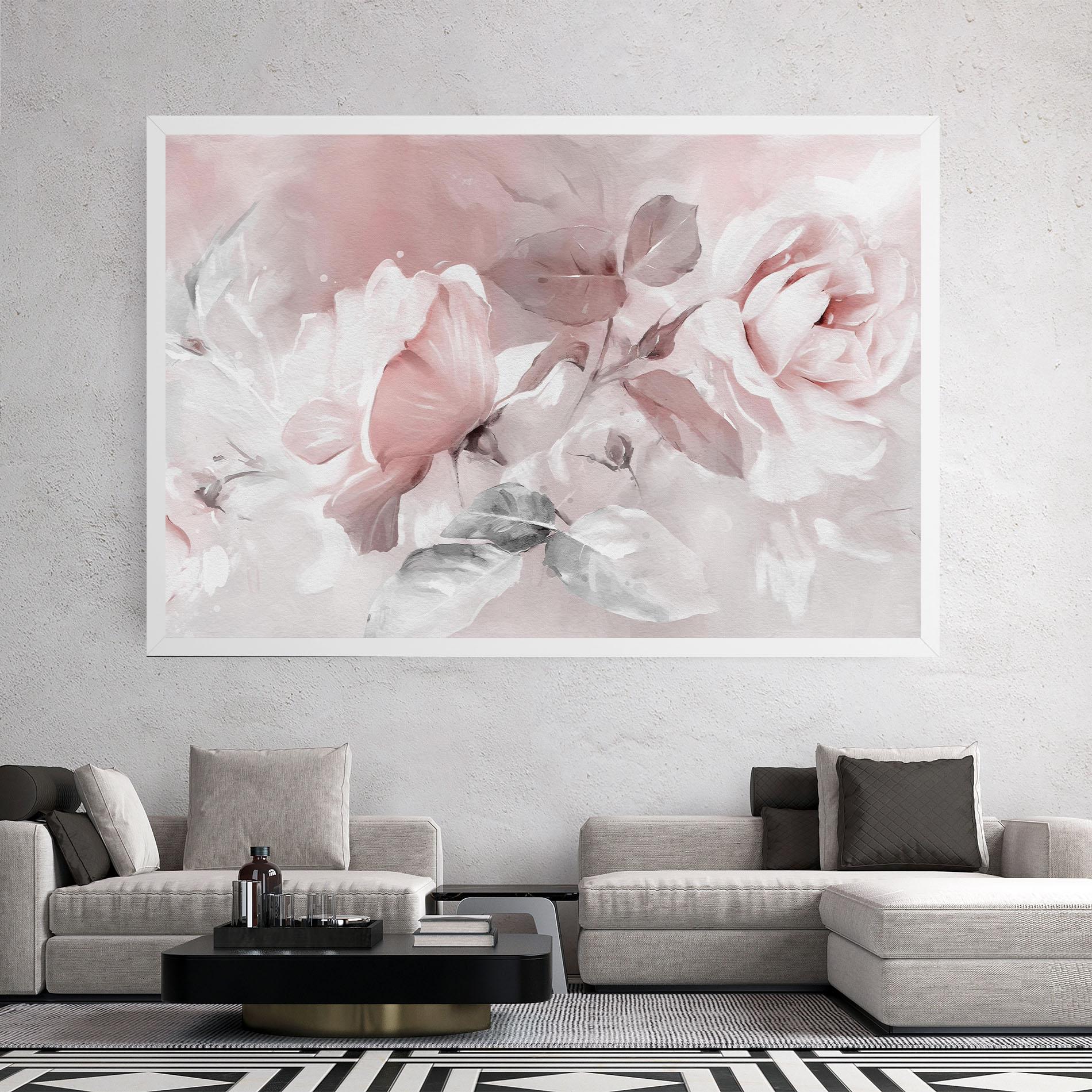 Leinwandbild Abstract Pink Flowers mockup 2
