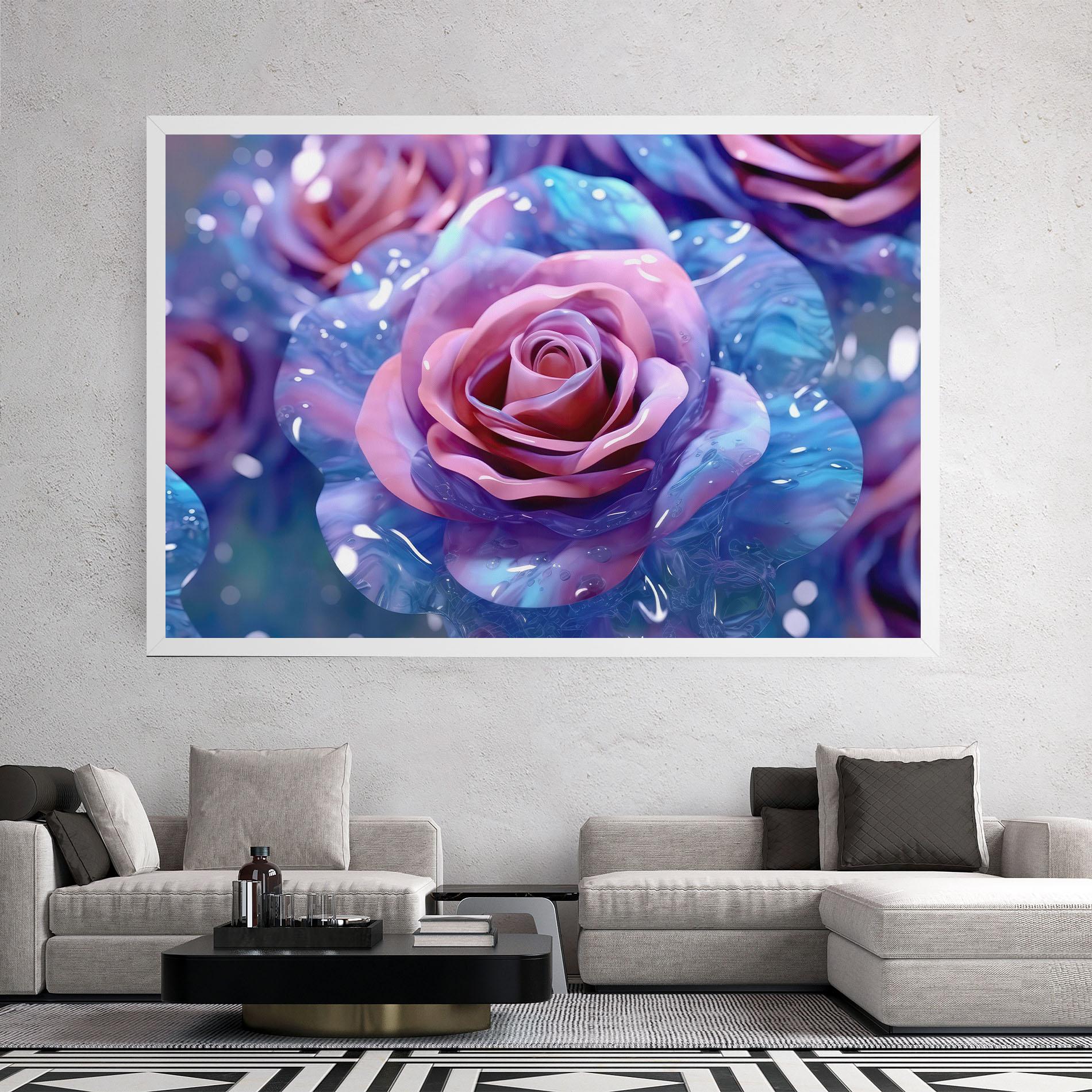 Leinwandbild Beautiful Blue Pink Rose mockup 2