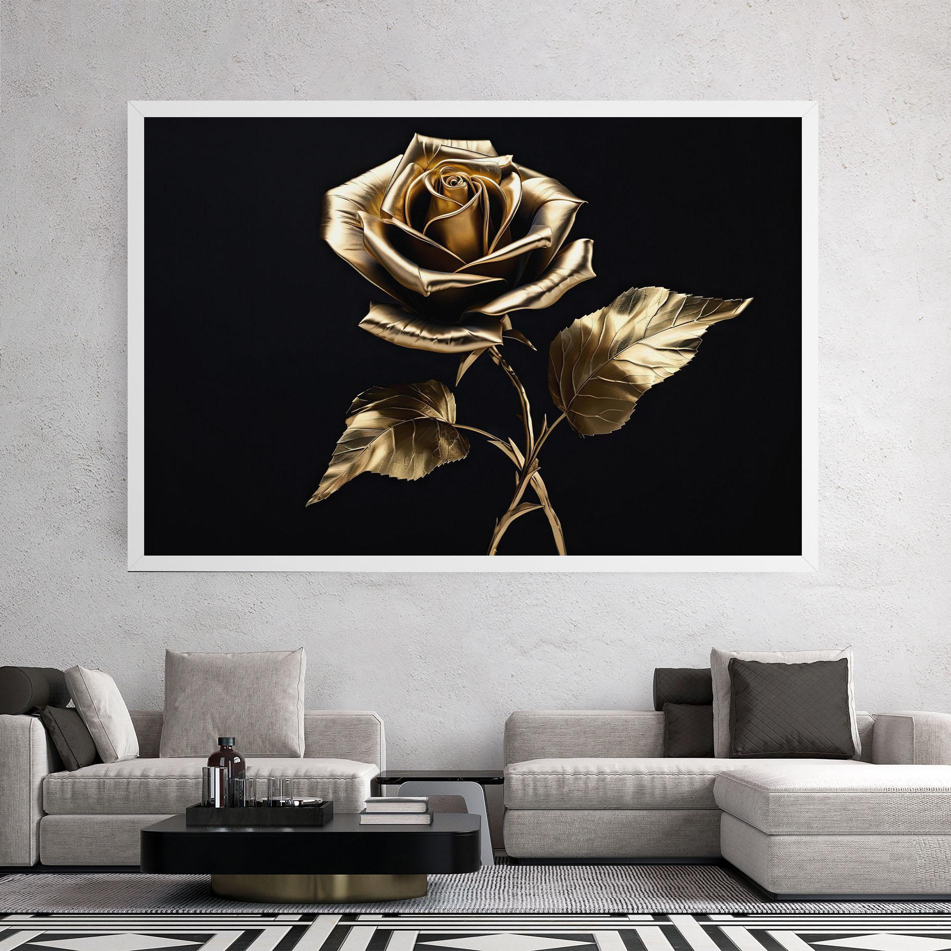 Leinwandbild Beautiful Golden Rose mockup 2