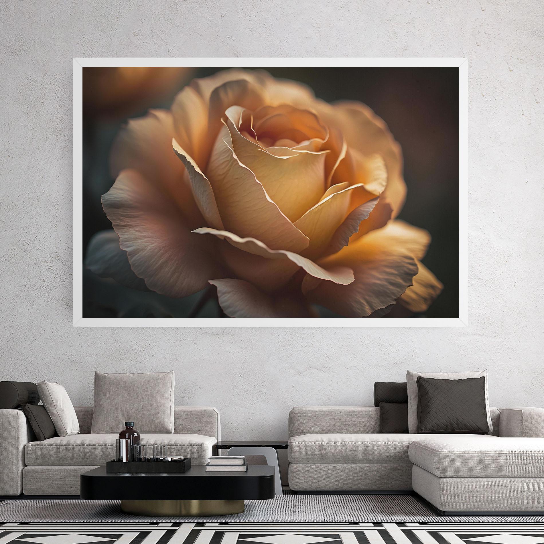 Leinwandbild Light Orange Rose Close Up mockup 2