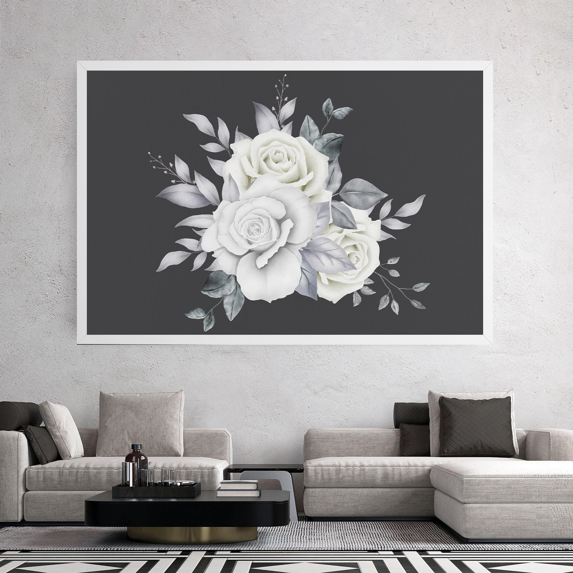 Leinwandbild White Grey Rose mockup 2