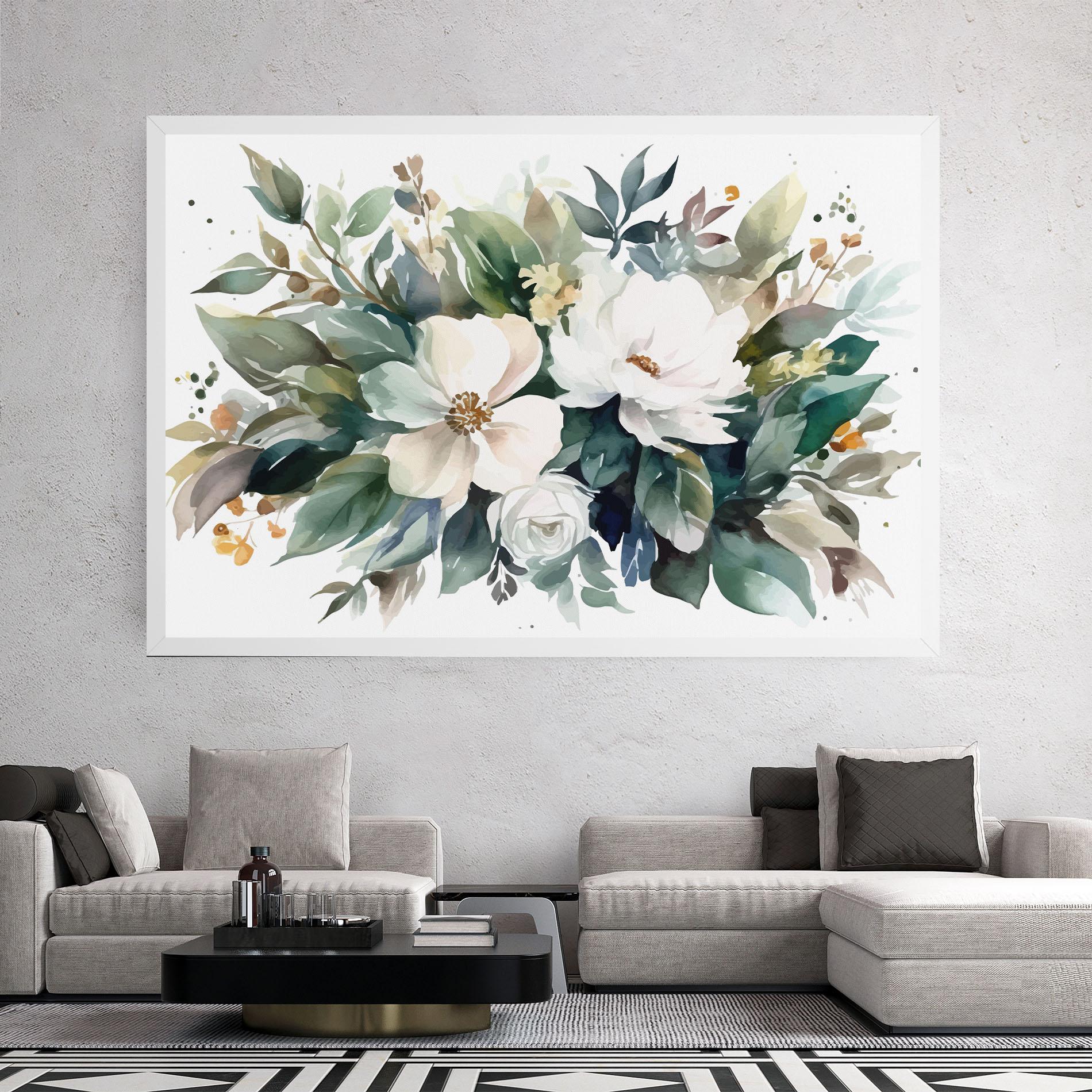 Leinwandbild White Rose Paint mockup 2