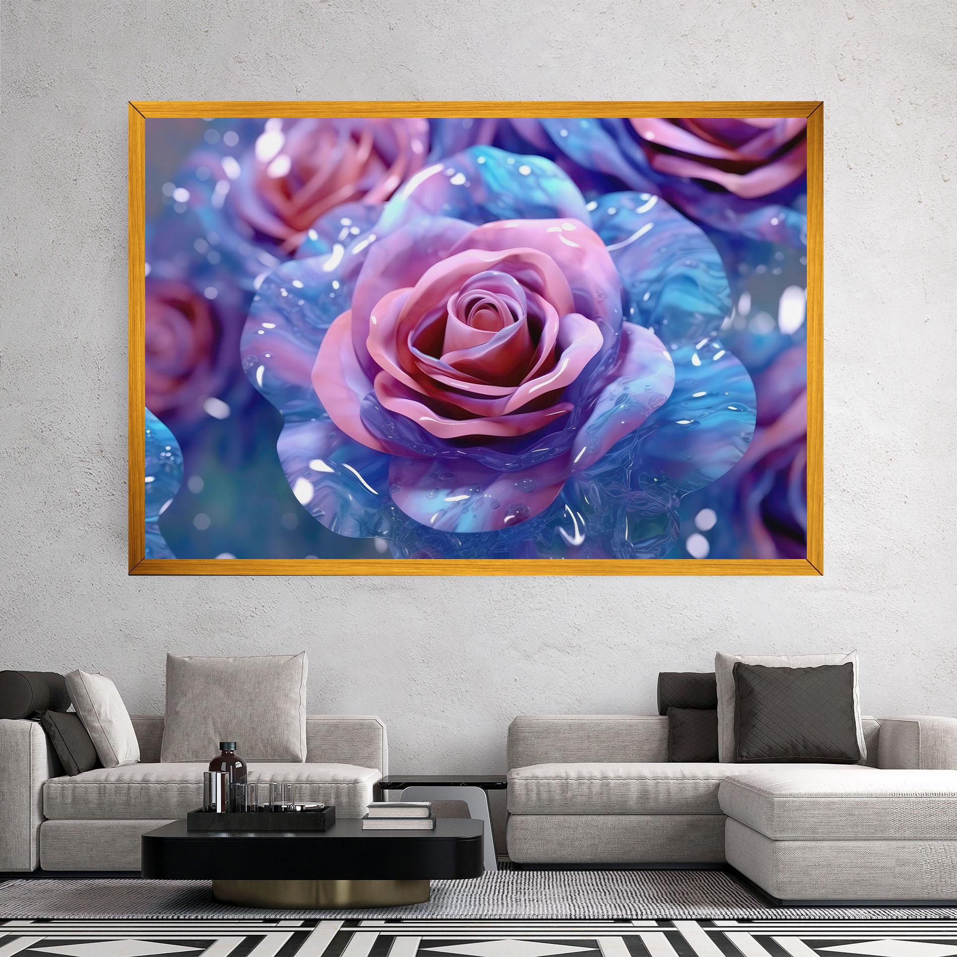 Leinwandbild Beautiful Blue Pink Rose mockup 2