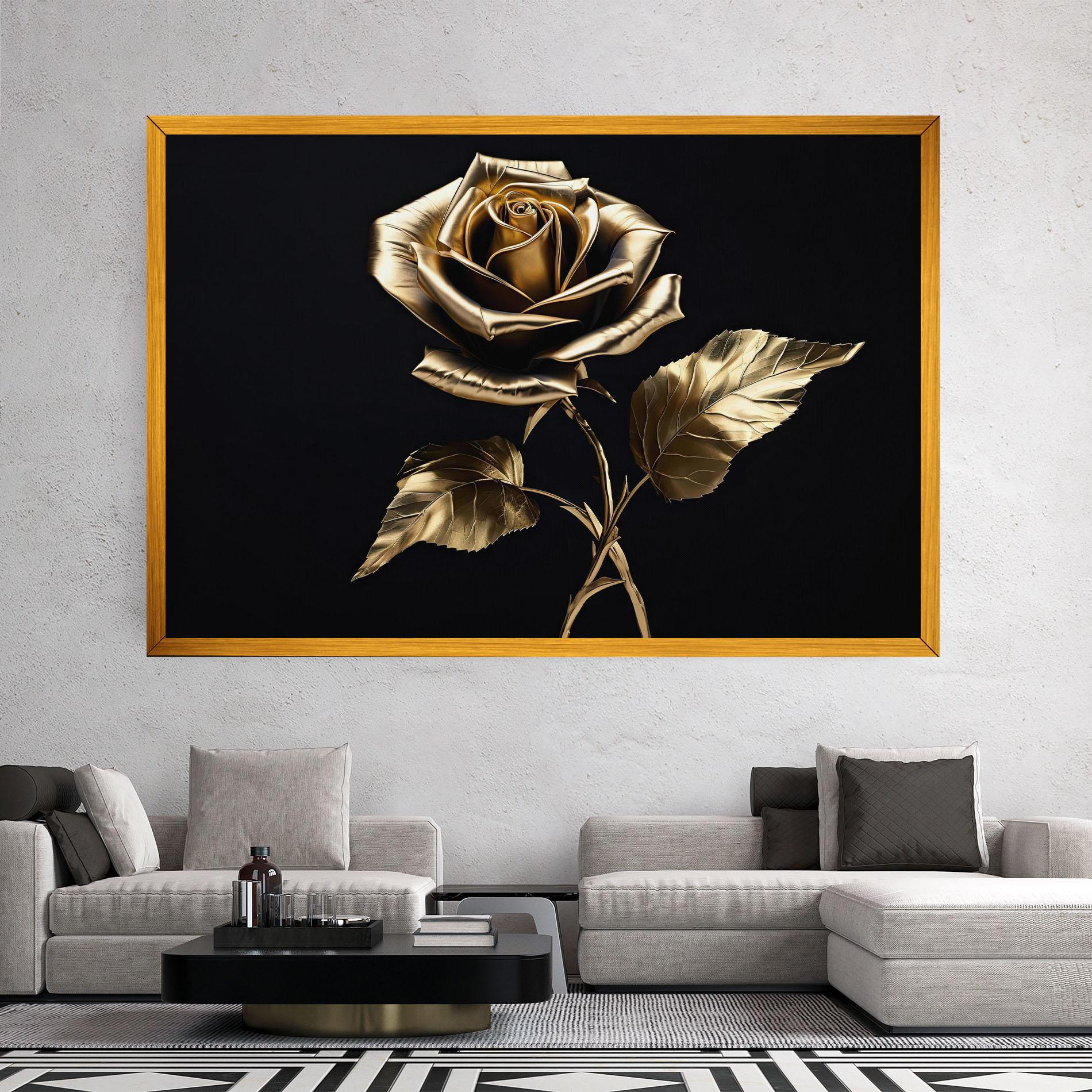Leinwandbild Beautiful Golden Rose mockup 2