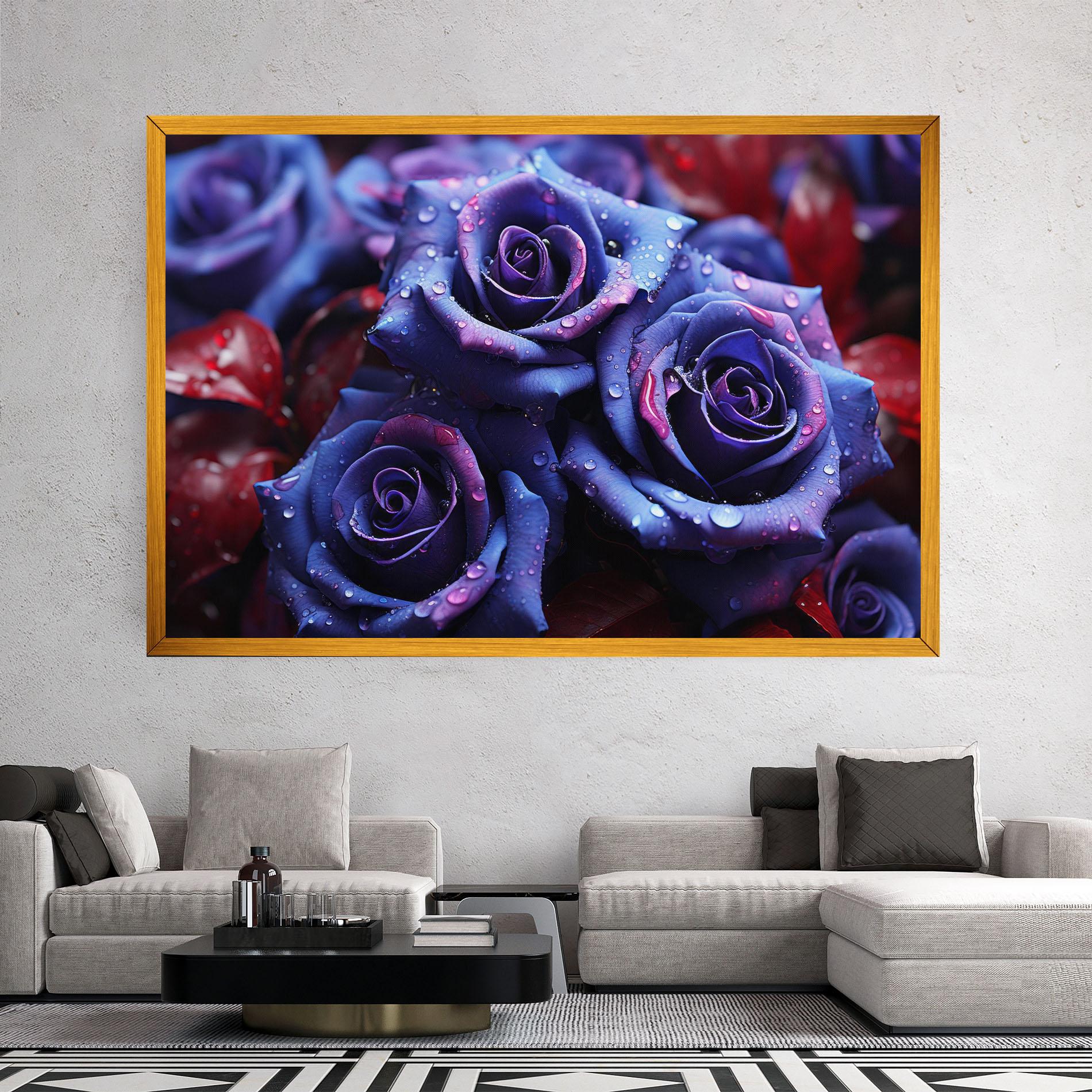 Leinwandbild Blue Purple Rose mockup 2