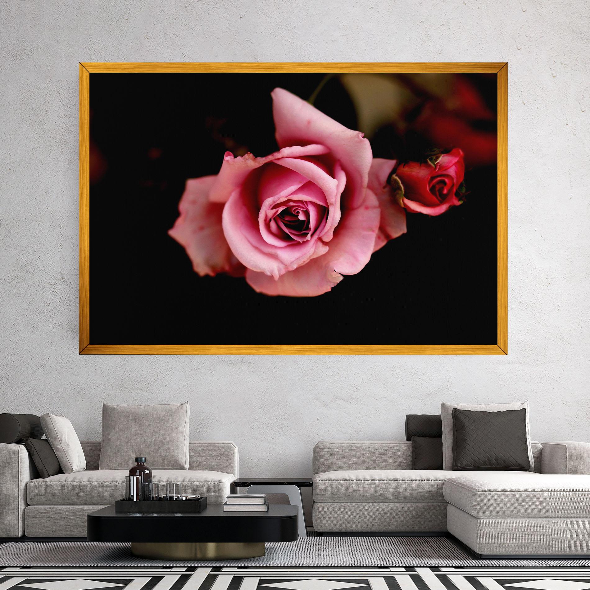 Leinwandbild Opened Pink Rose mockup 2