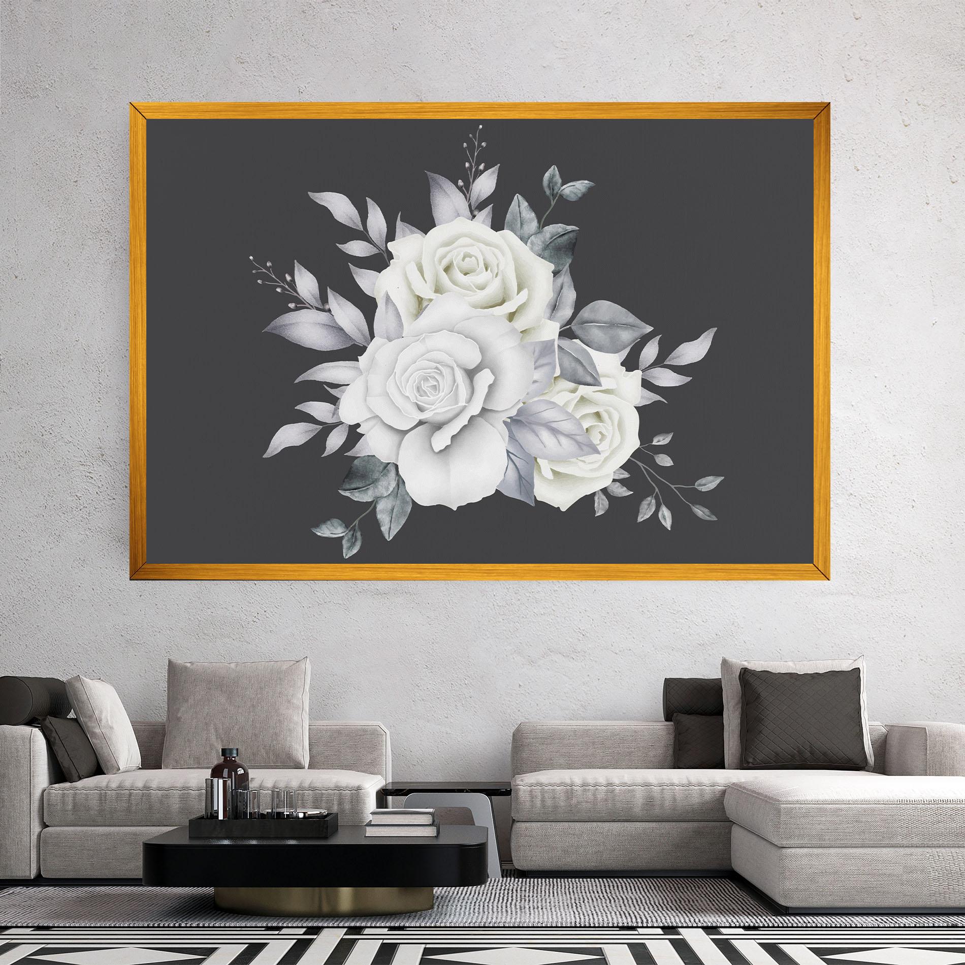 Leinwandbild White Grey Rose mockup 2
