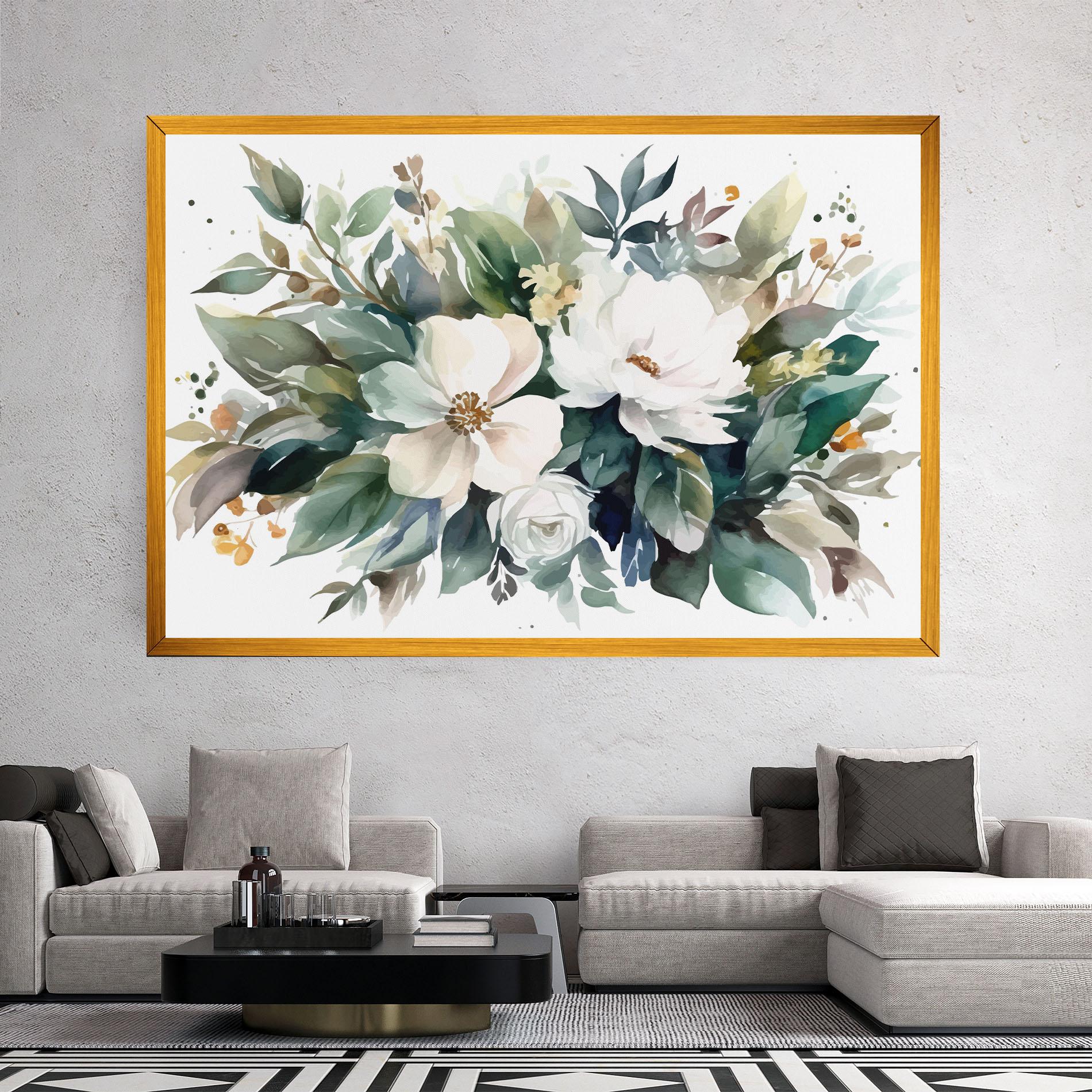 Leinwandbild White Rose Paint mockup 2