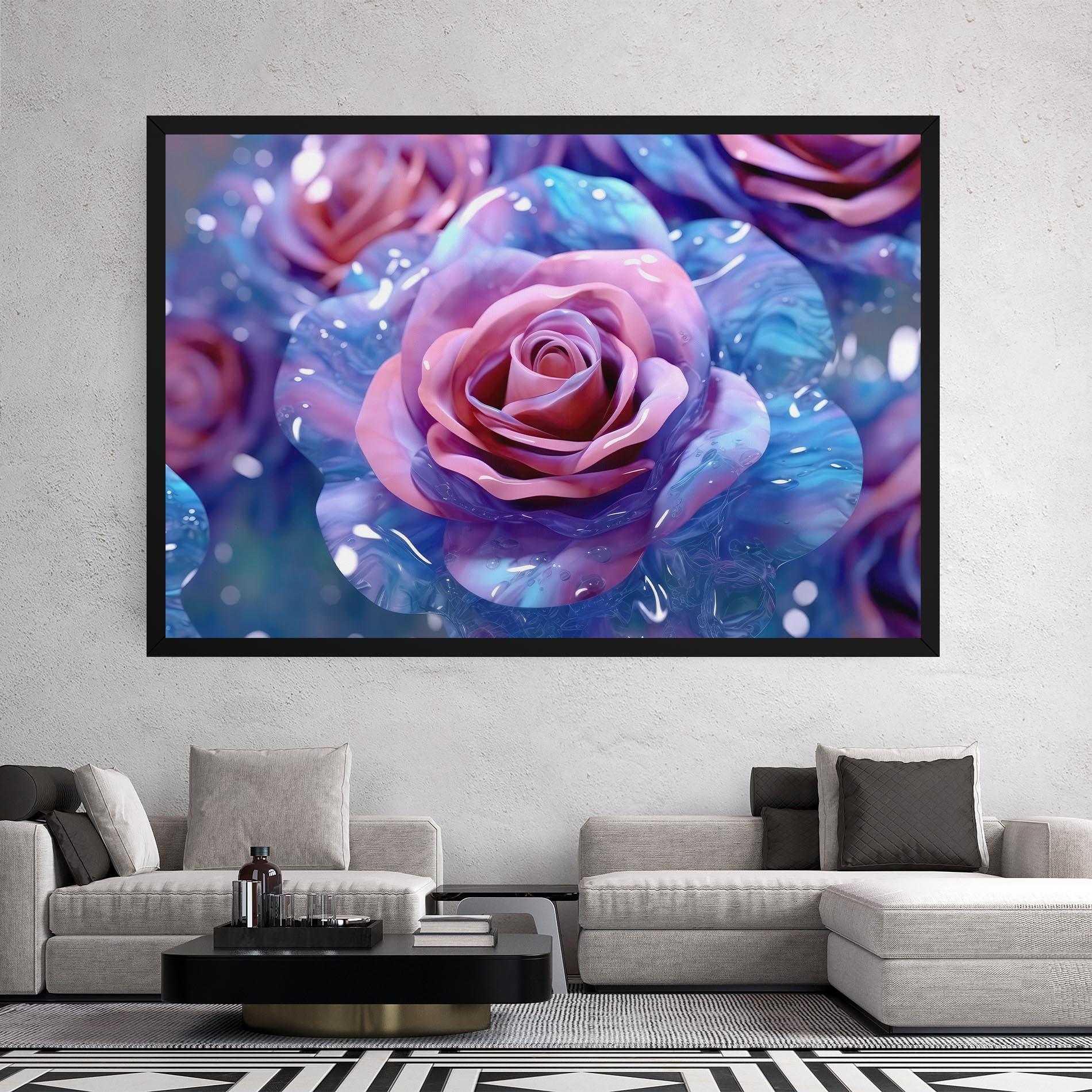 Leinwandbild Beautiful Blue Pink Rose mockup 2