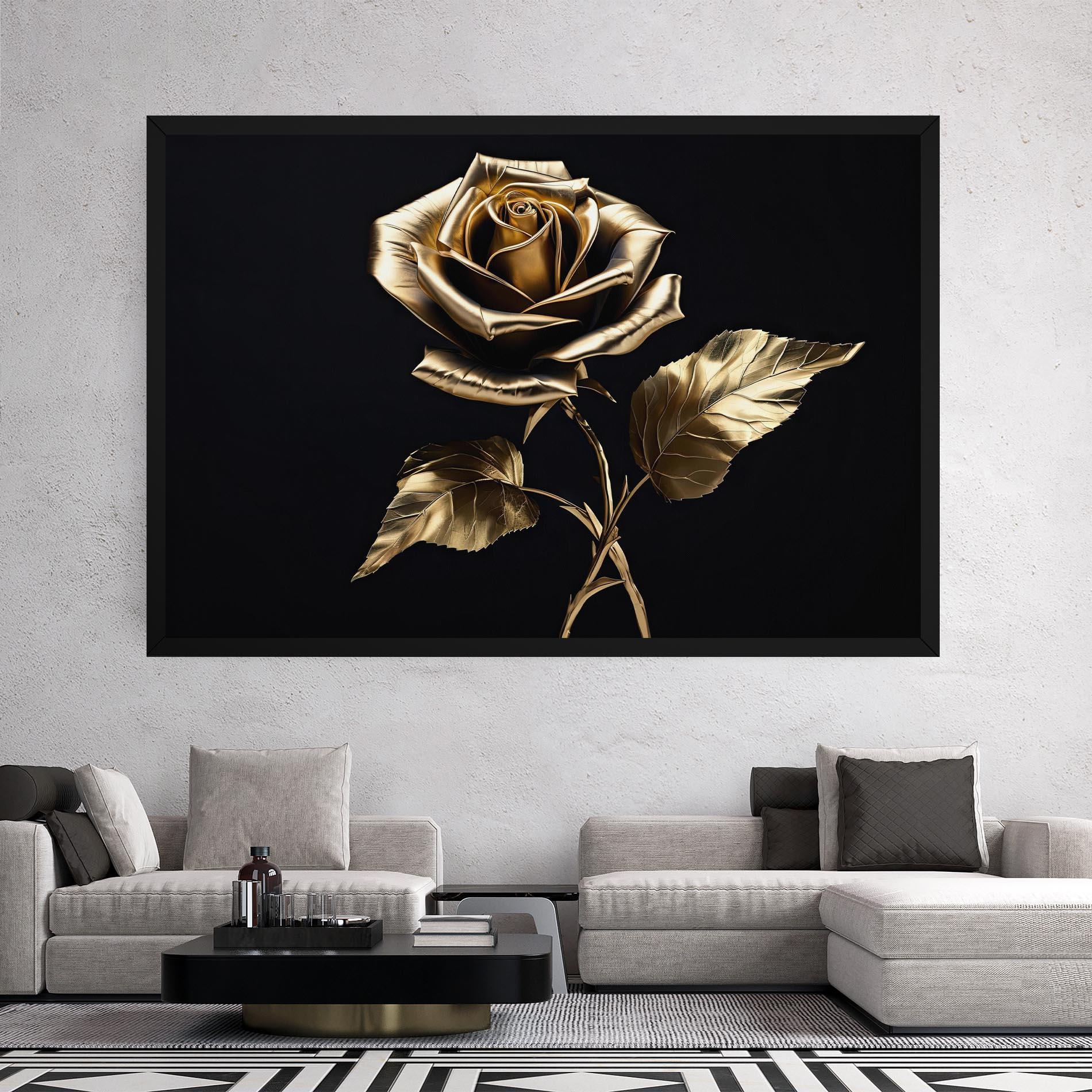 Leinwandbild Beautiful Golden Rose mockup 2