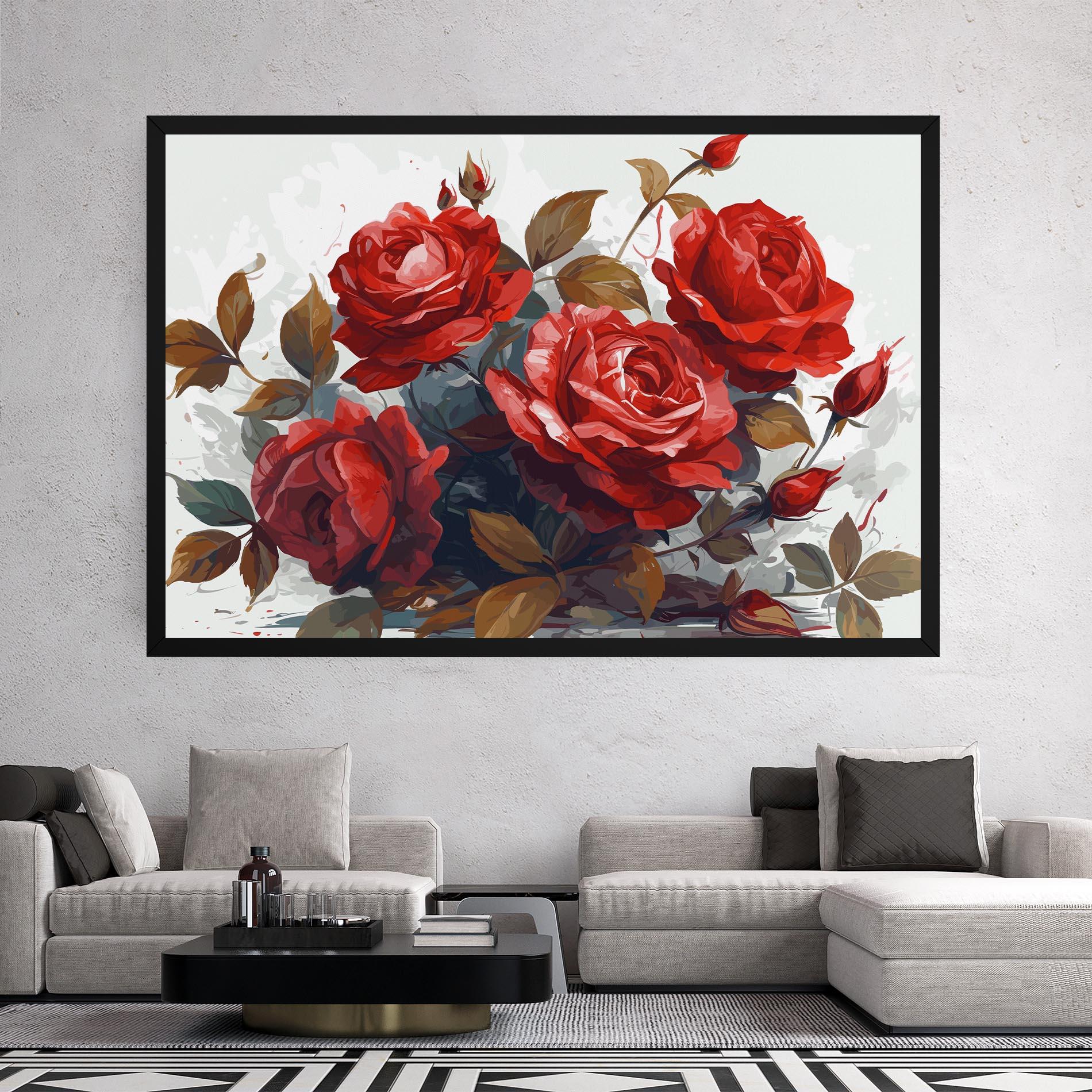 Leinwandbild Beautiful Red Roses mockup 2