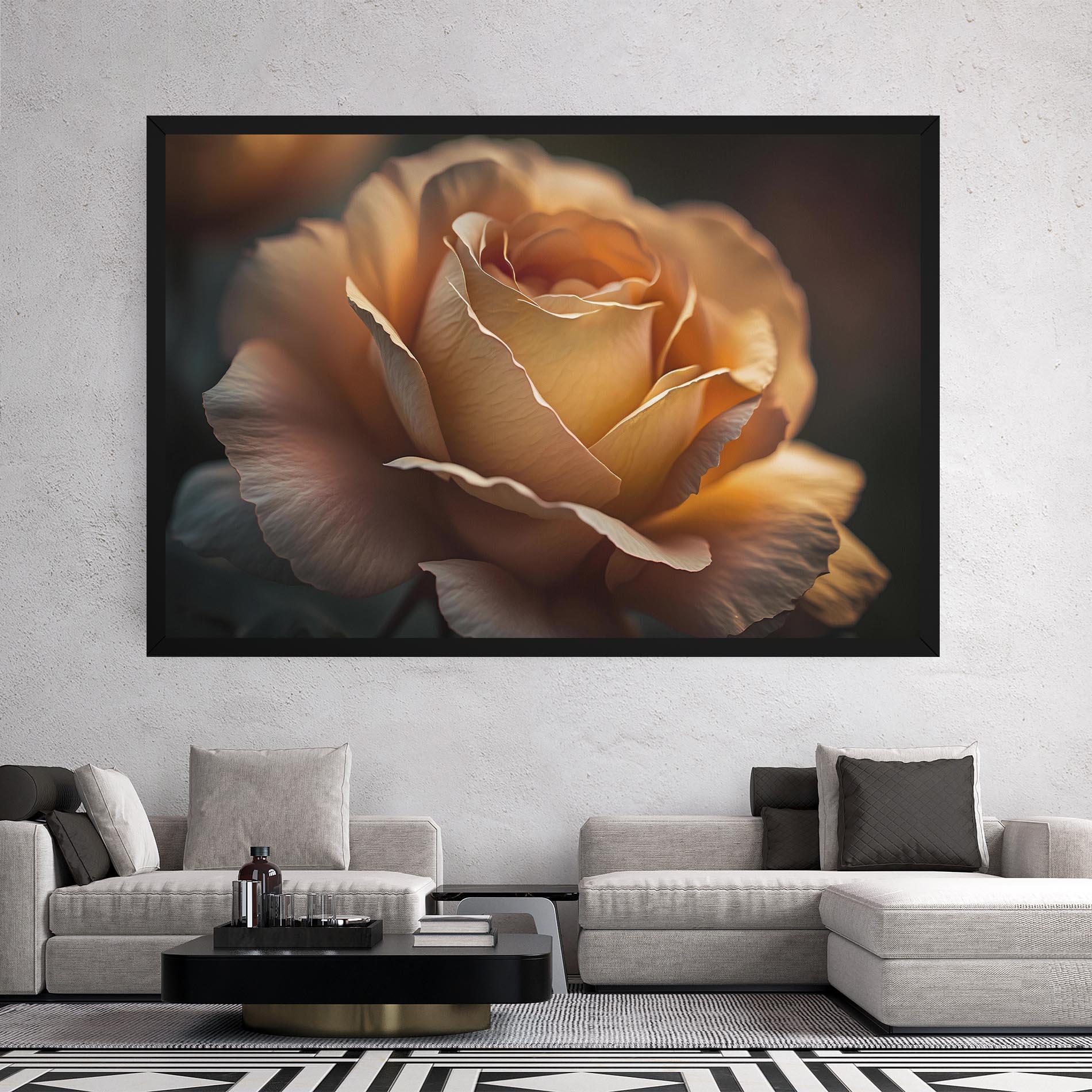 Leinwandbild Light Orange Rose Close Up mockup 2