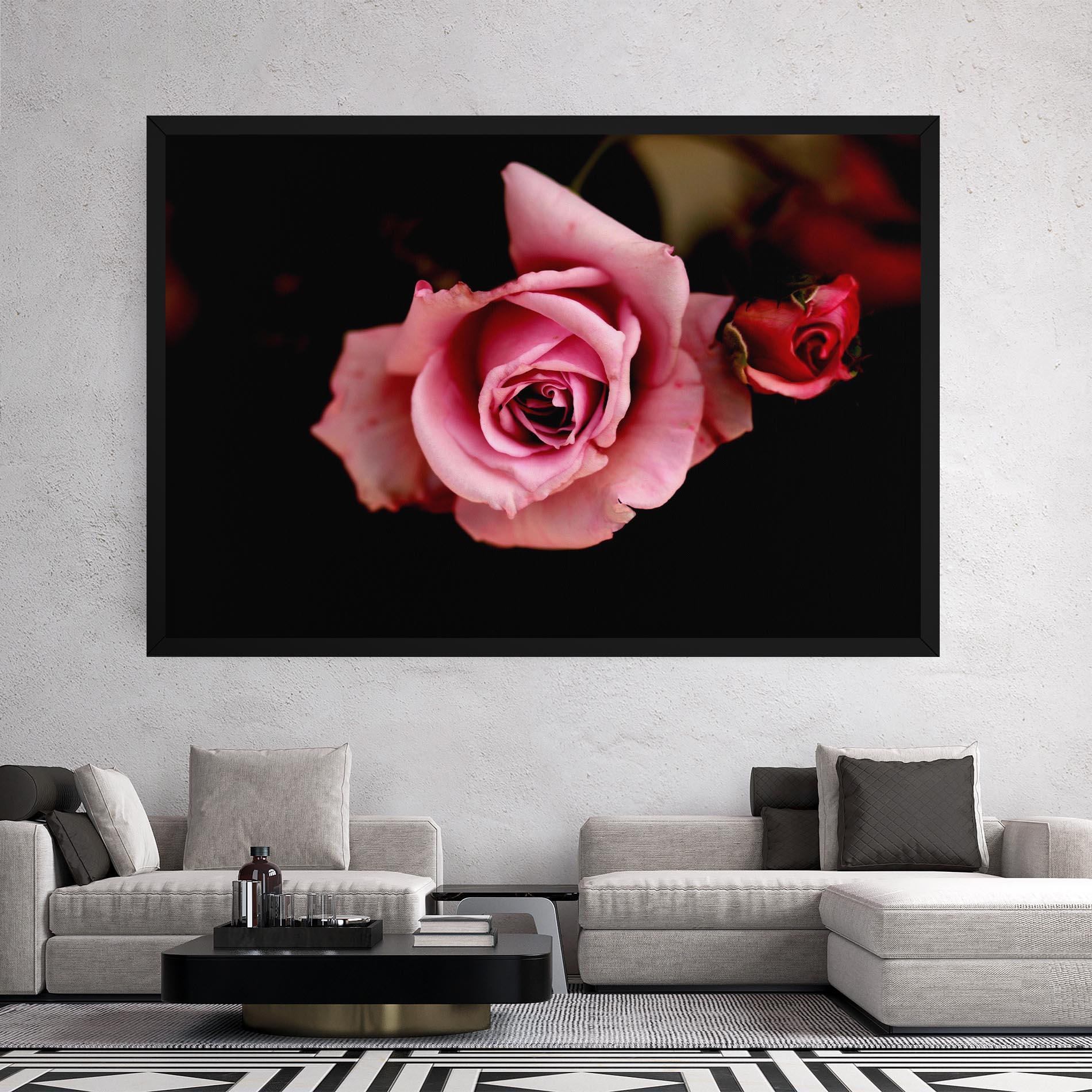 Leinwandbild Opened Pink Rose mockup 2