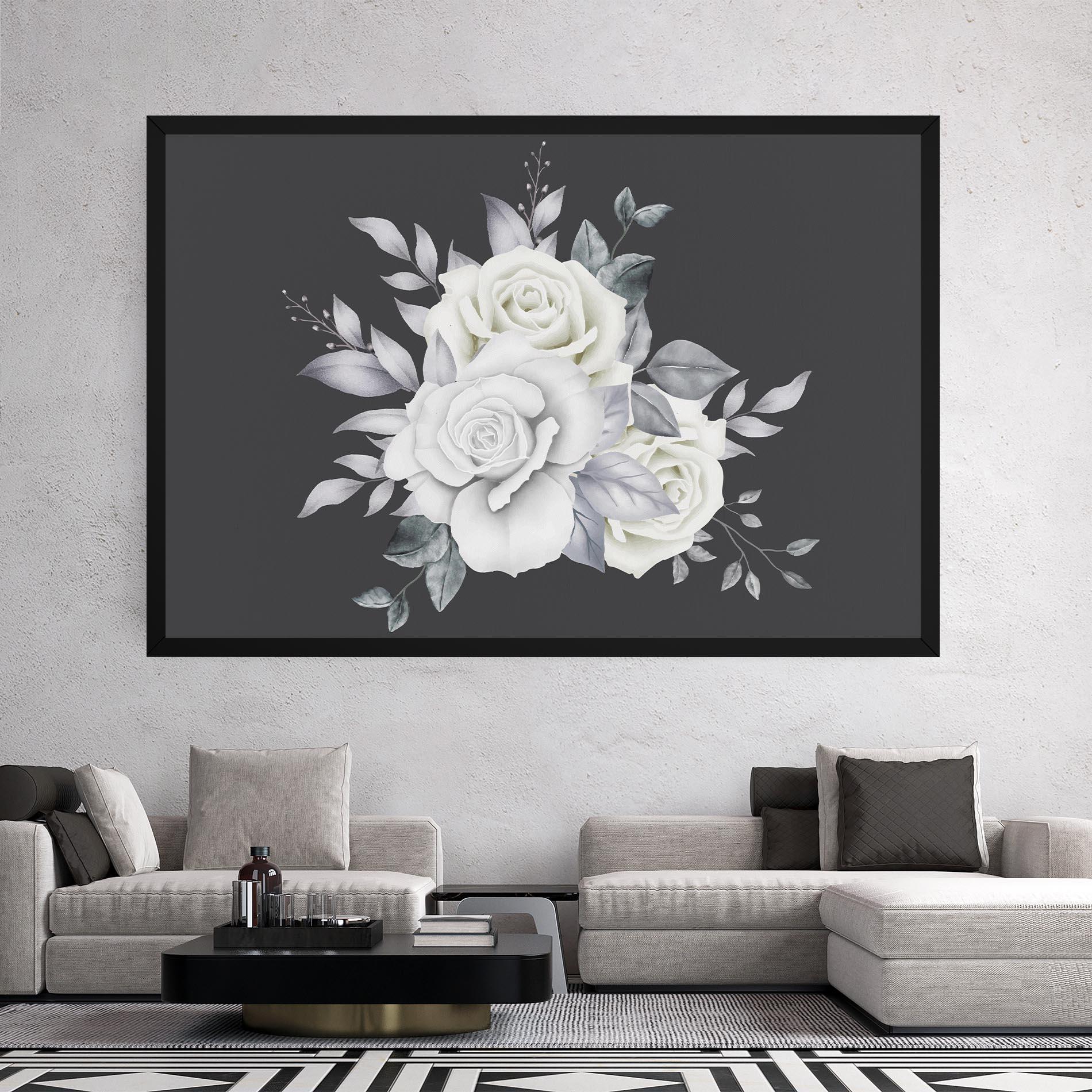Leinwandbild White Grey Rose mockup 2