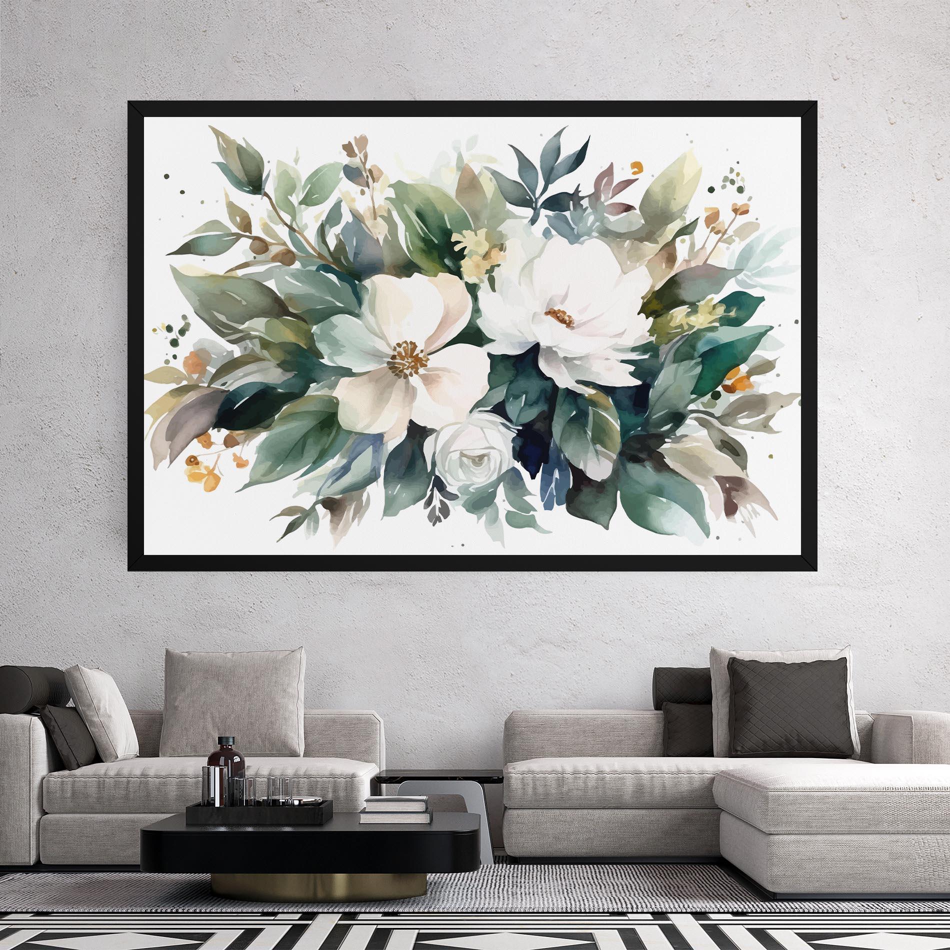Leinwandbild White Rose Paint mockup 2