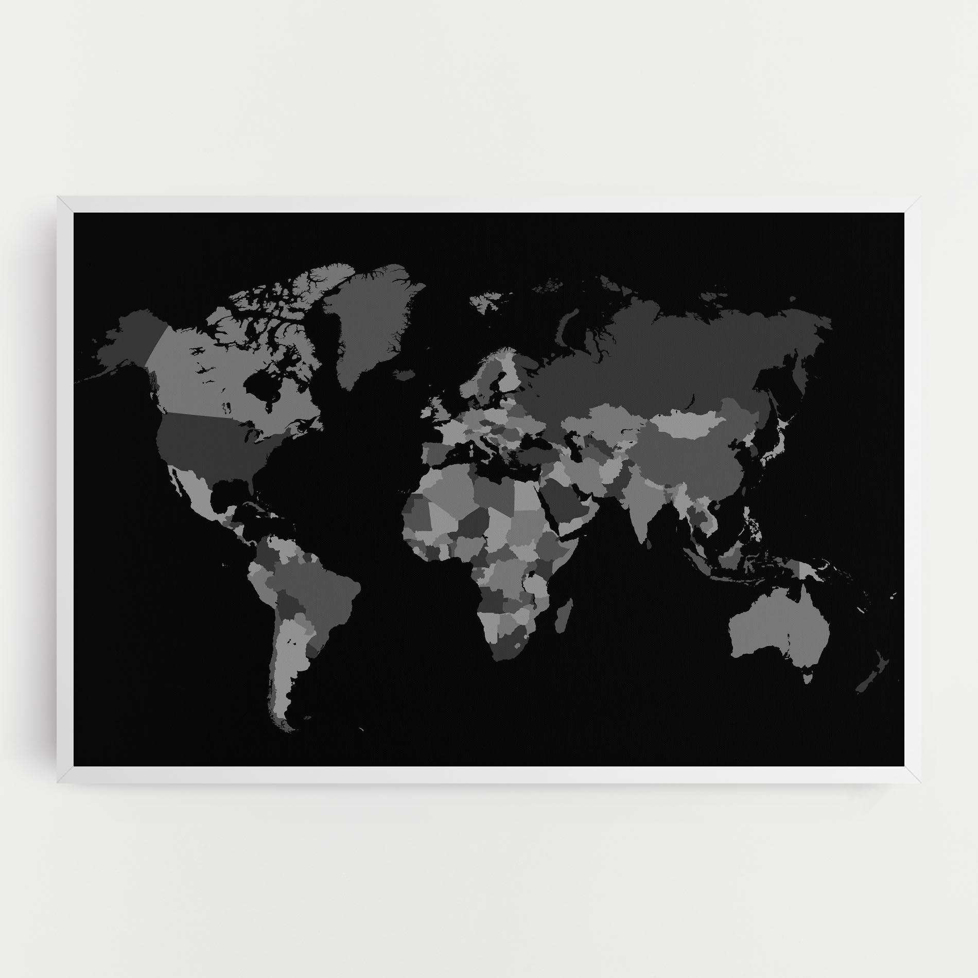 Leinwandbild Grey Map World mockup 0