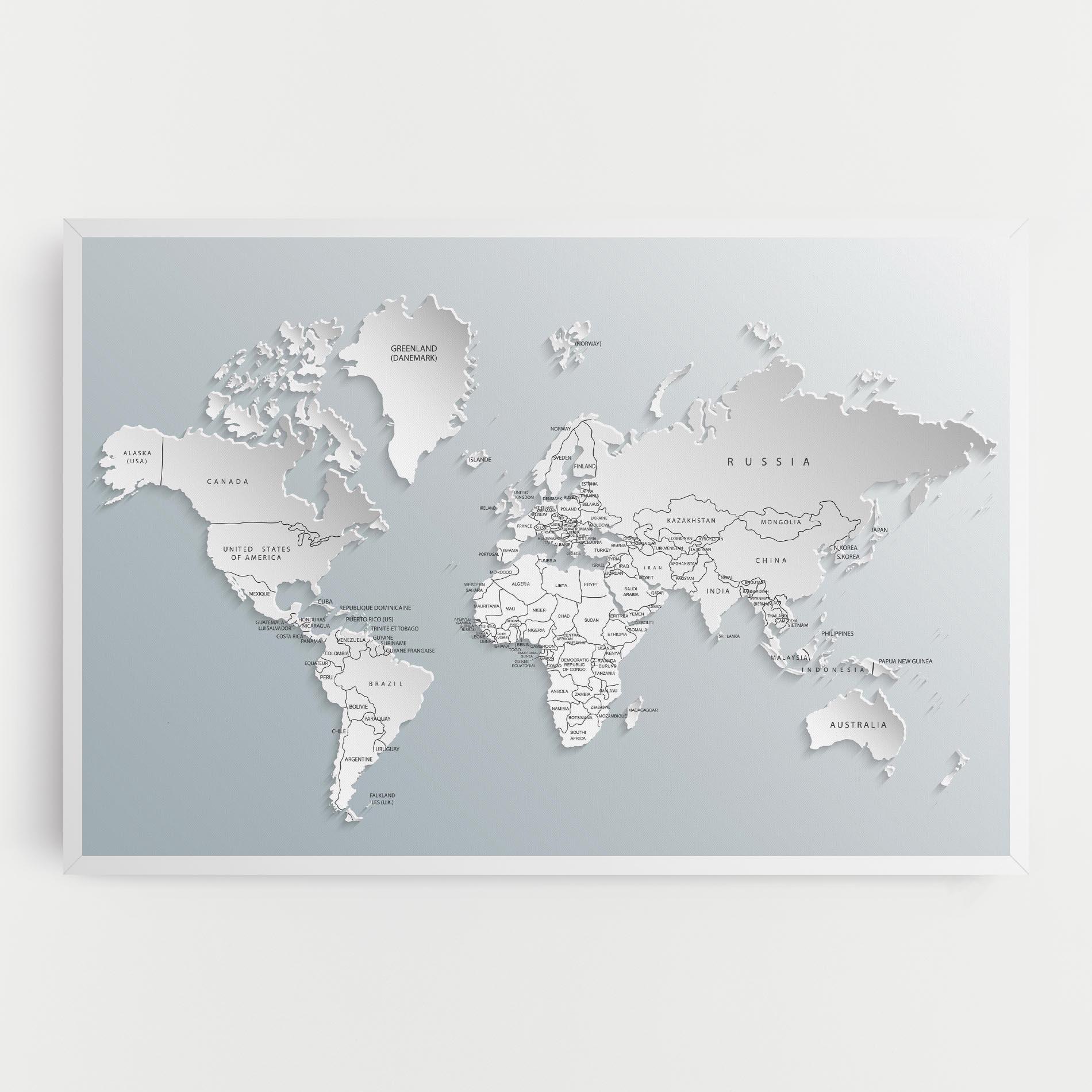 Leinwandbild Grey White Map mockup 0