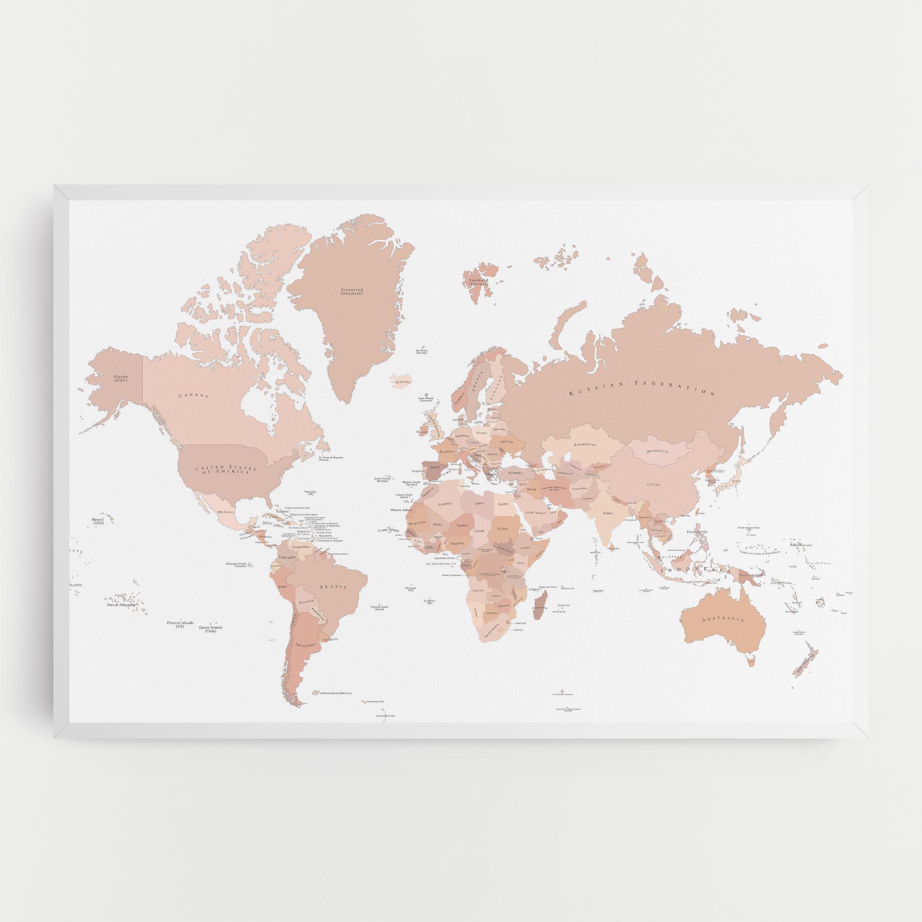 Leinwandbild Pink World Map mockup 0
