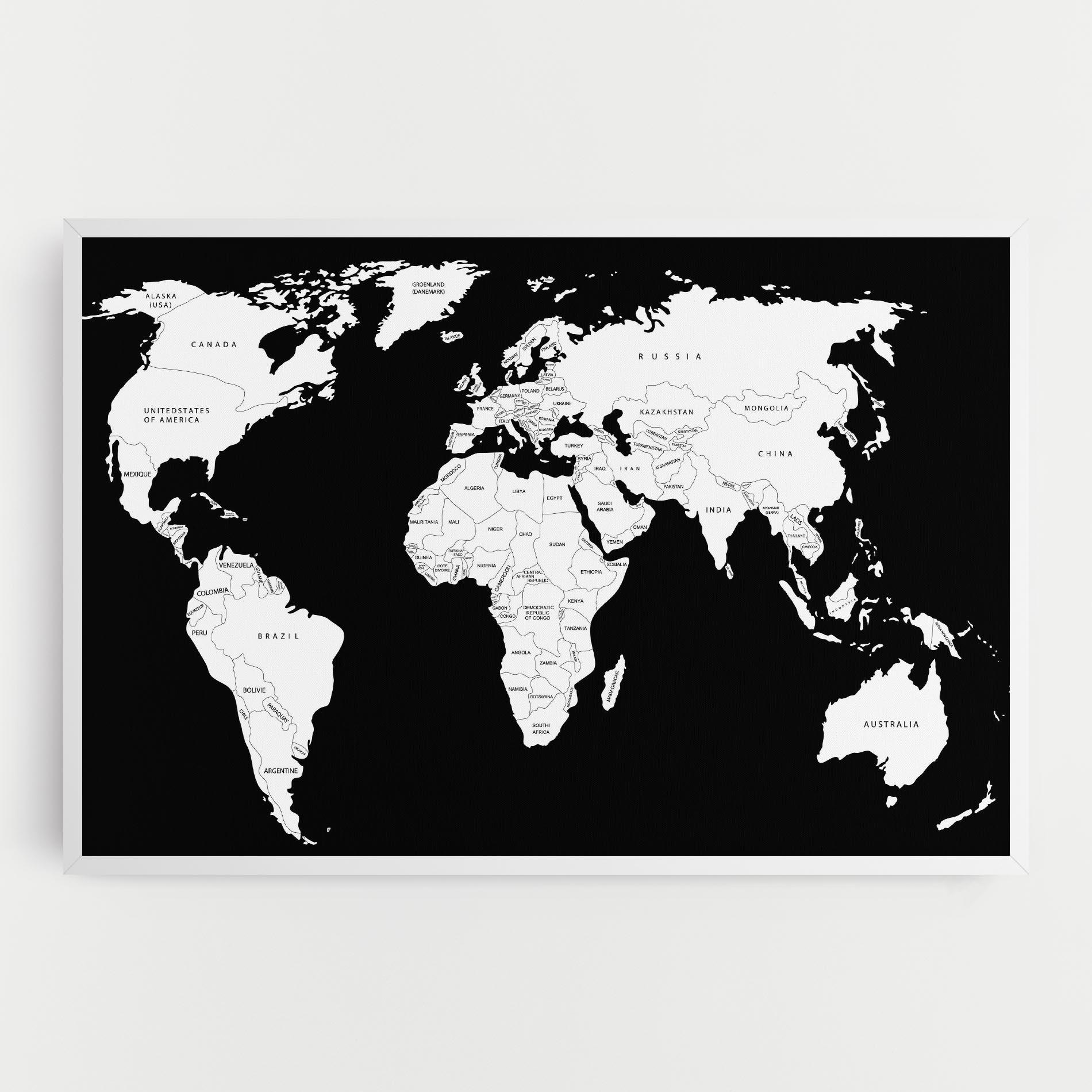 Leinwandbild White World Map mockup 0