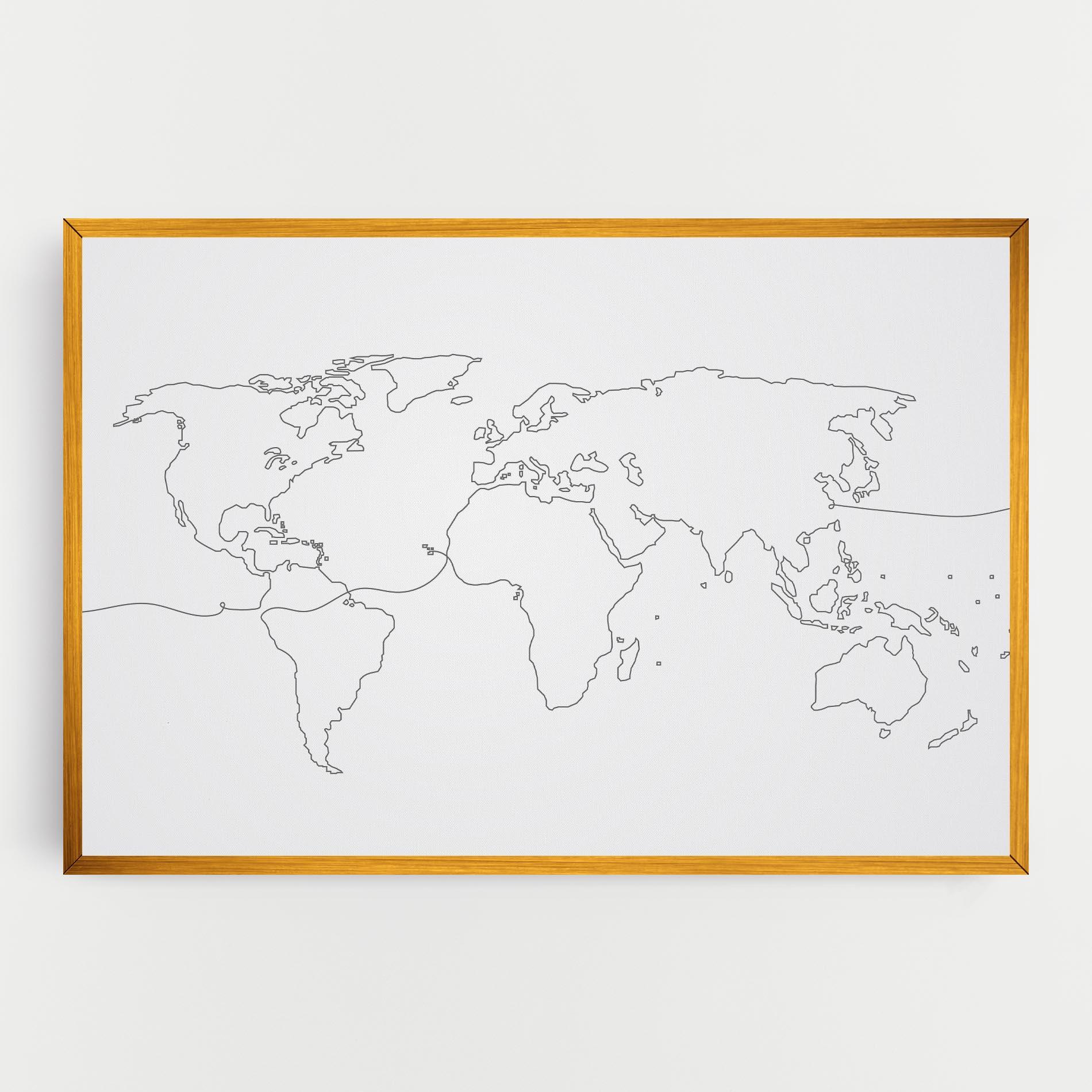 Leinwandbild Continuous Line Map mockup 0