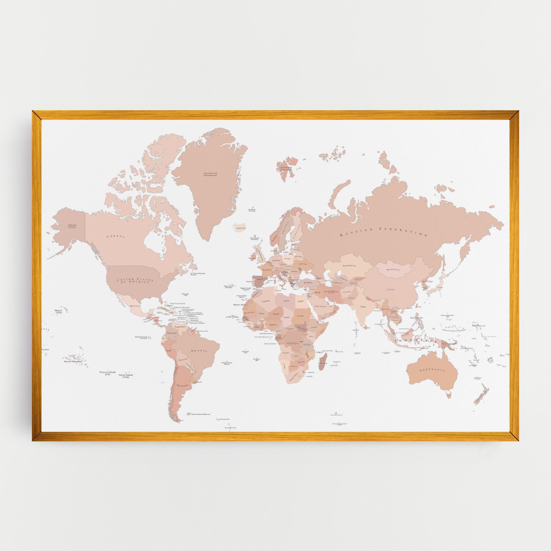 Leinwandbild Pink World Map mockup 0