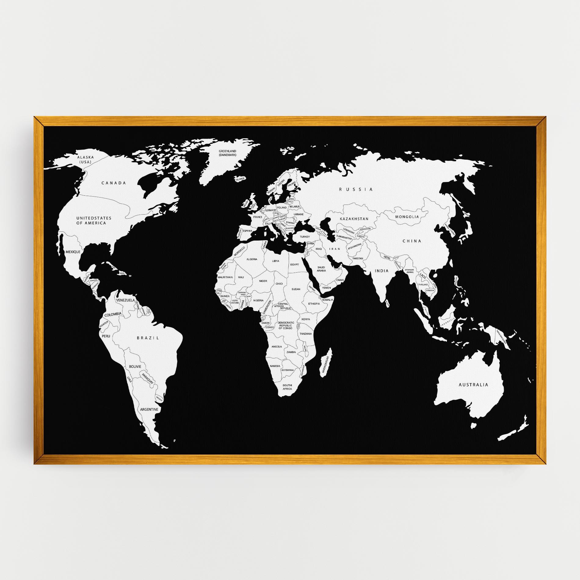 Leinwandbild White World Map mockup 0