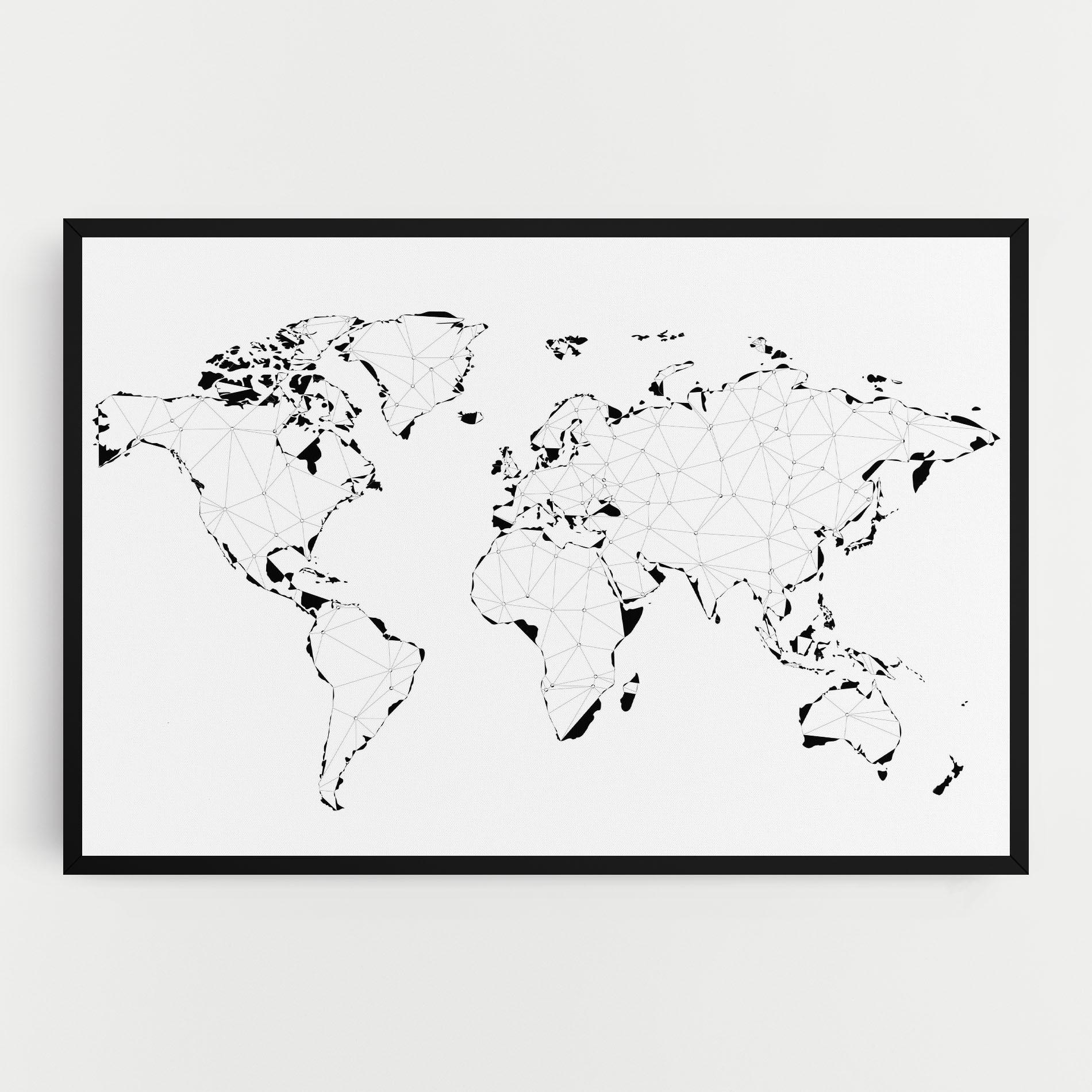 Leinwandbild Black Line Map mockup 0