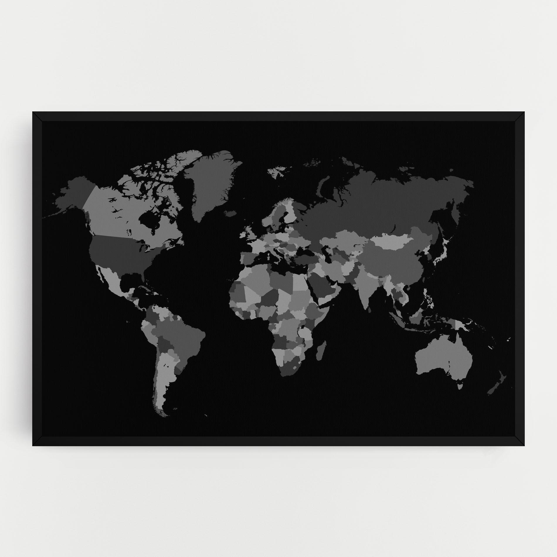 Leinwandbild Grey Map World mockup 0