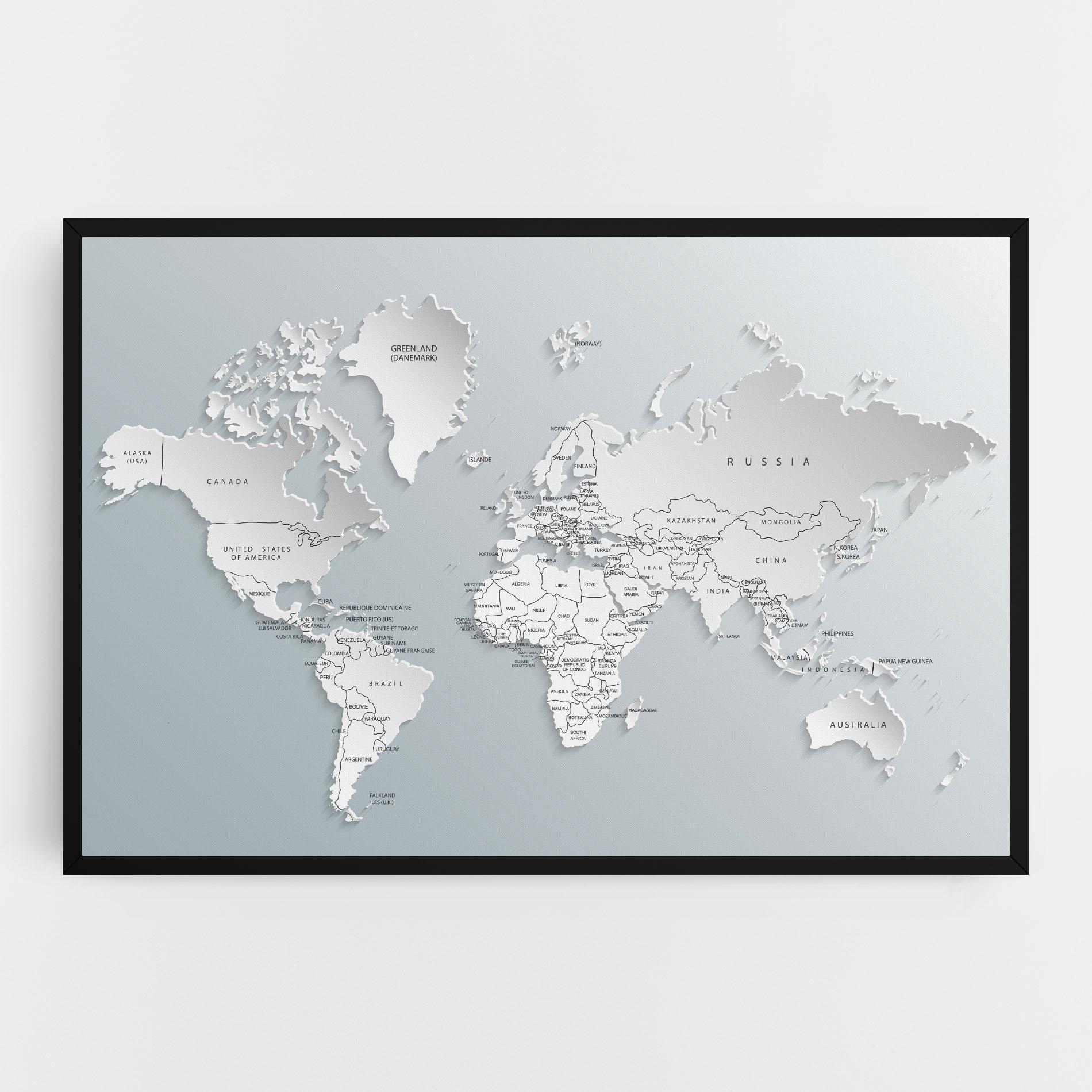 Leinwandbild Grey White Map mockup 0