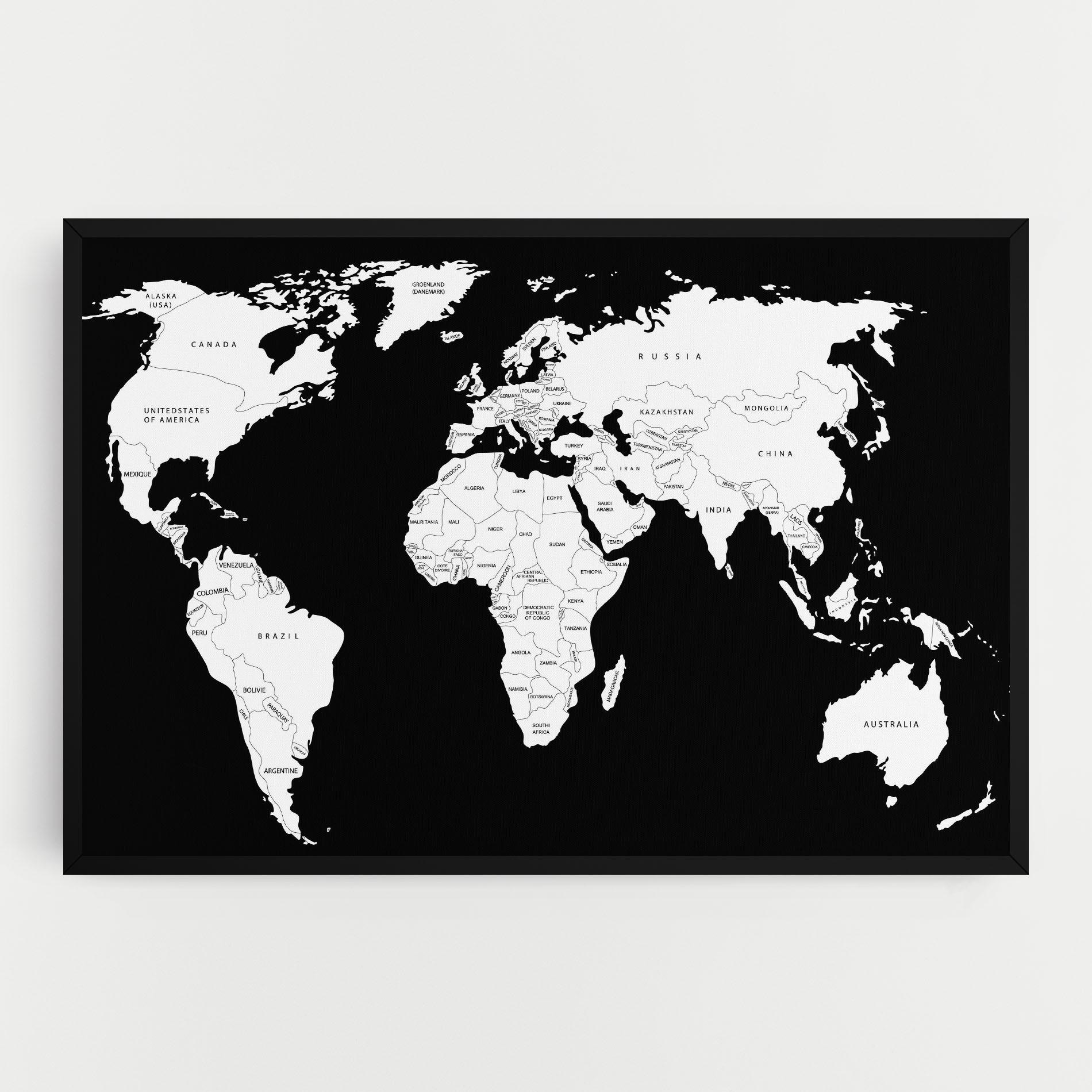 Leinwandbild White World Map mockup 0