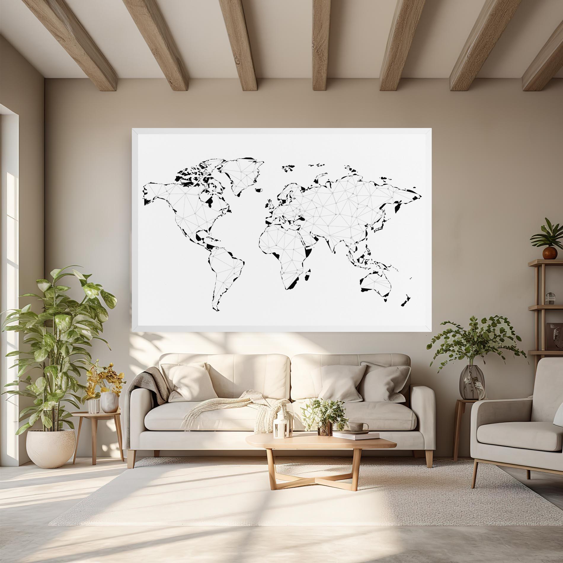 Leinwandbild Black Line Map mockup 6