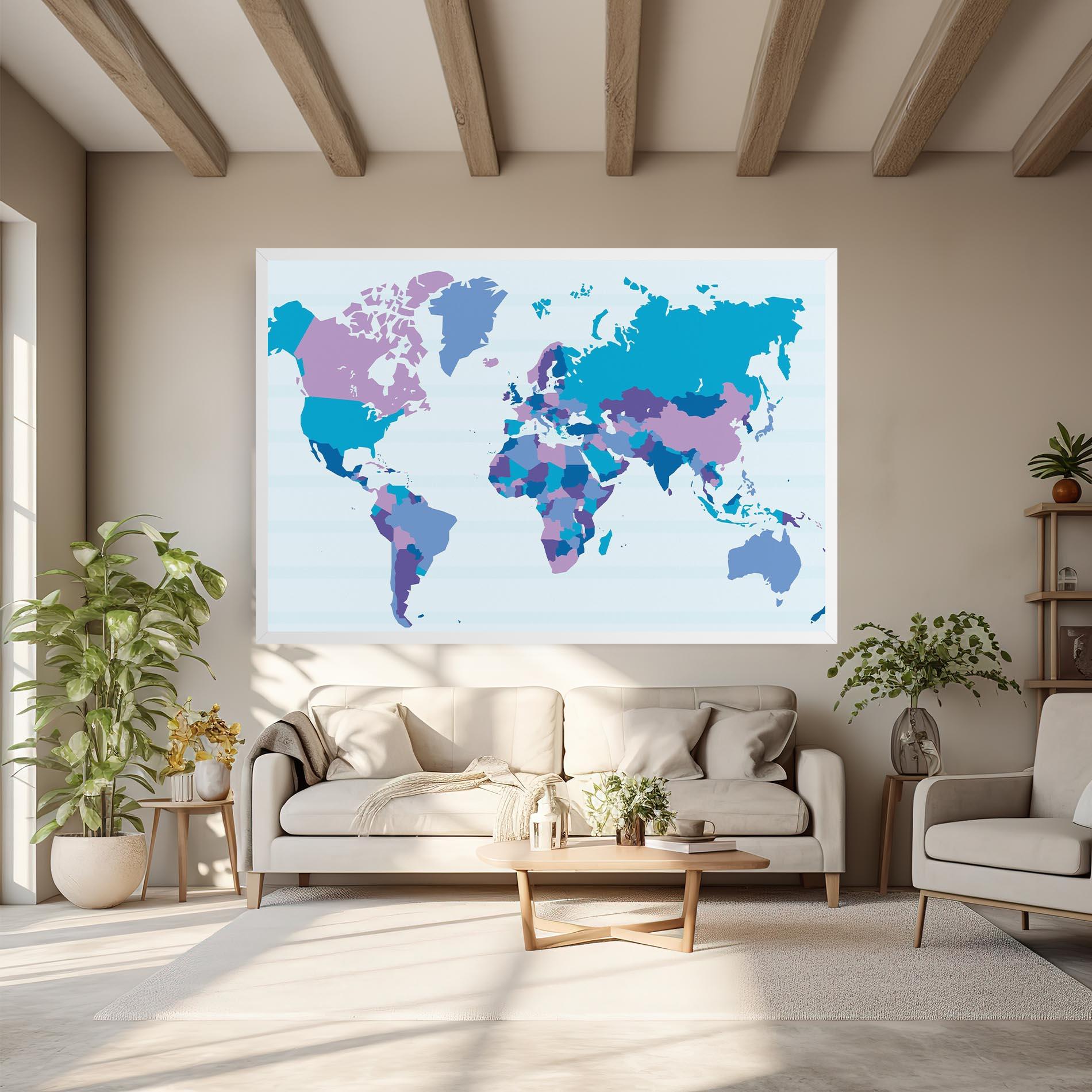 Leinwandbild Blue Purple Map mockup 6
