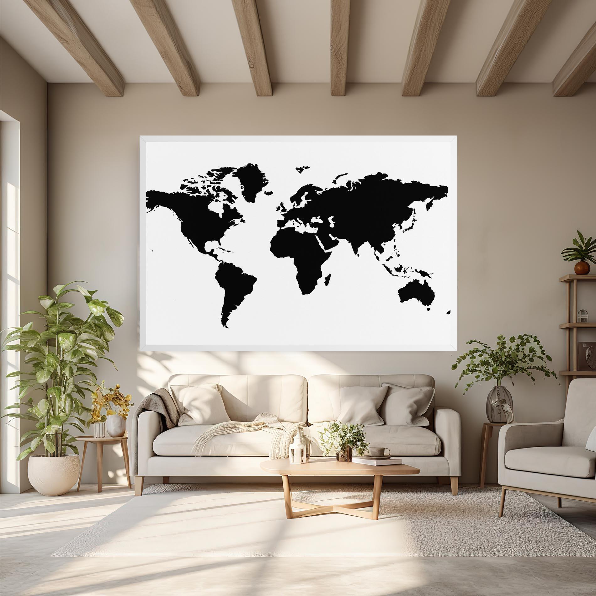 Leinwandbild Global Black Map mockup 6